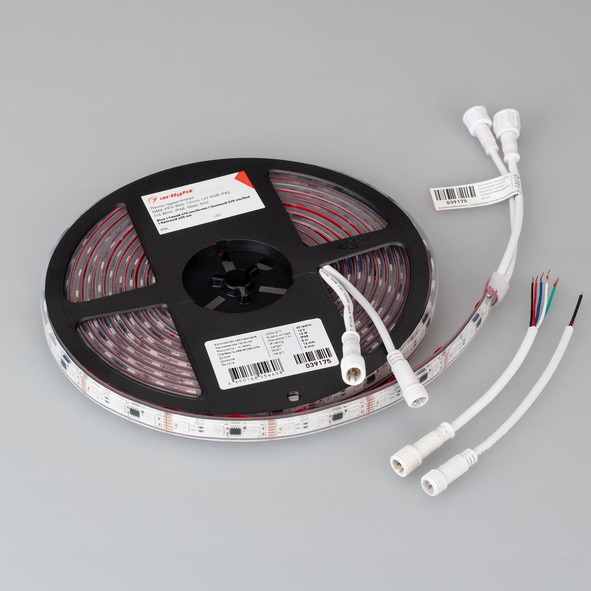 Светодиодная лента герметичная DMX-PFS-B60-12mm 12V RGB-PX3 (14 W/m, IP68, 5060, 5m) (Arlight, -) 039175 — фото 2
