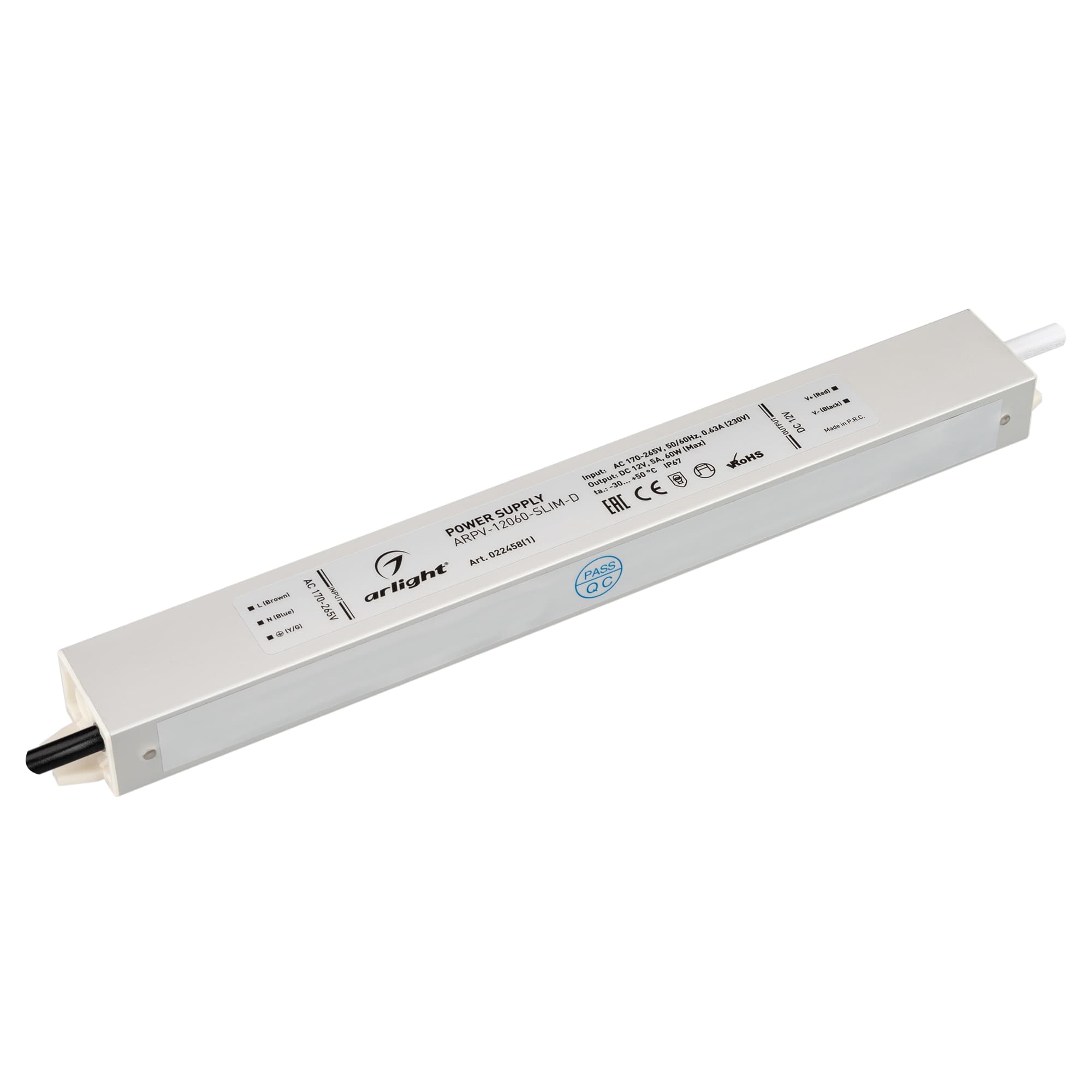 Блок питания ARPV-12060-SLIM-D (12V, 5A, 60W) (Arlight, IP67 Металл, 3 года) 022458(1) — фото 1