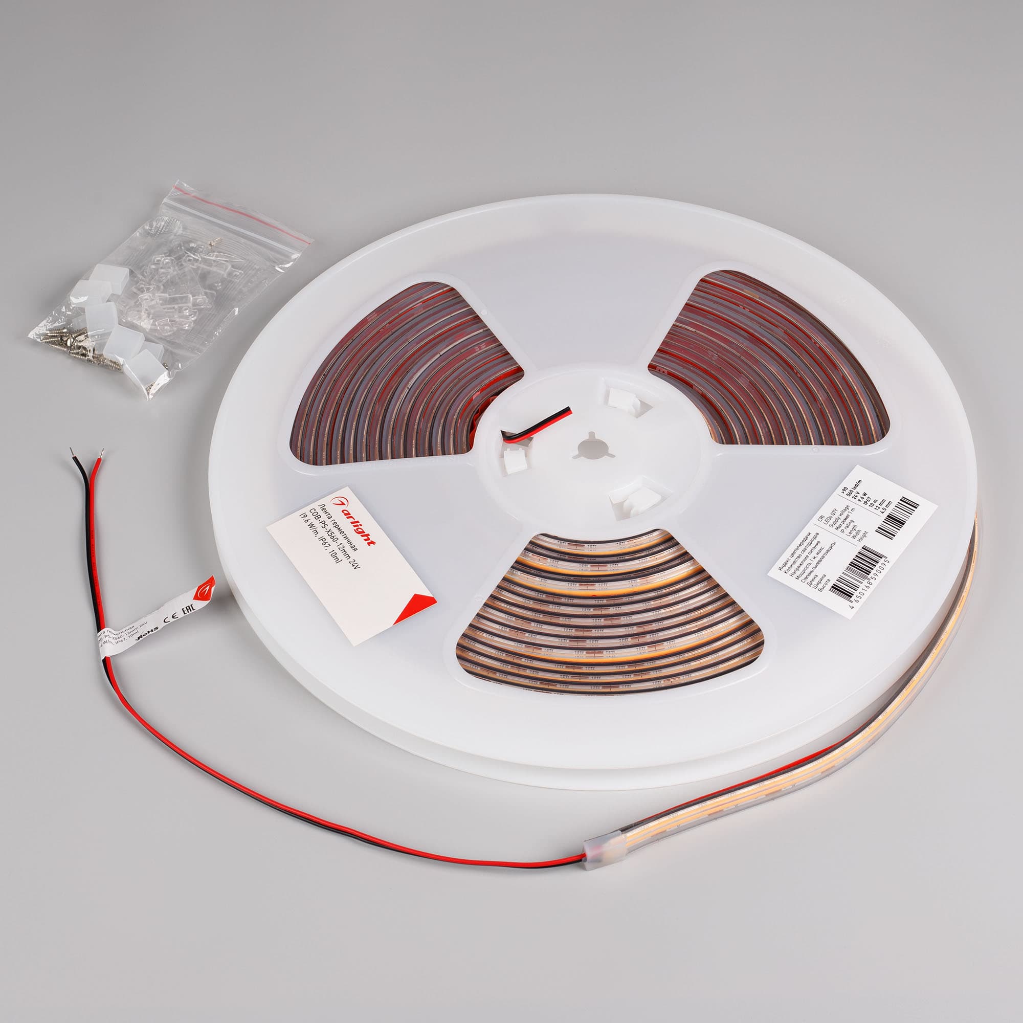 Светодиодная лента герметичная COB-PS-X560-12mm 24V Warm2700 (9.6 W/m, IP67, 10m) (Arlight, 5 лет) 048910 — фото 3