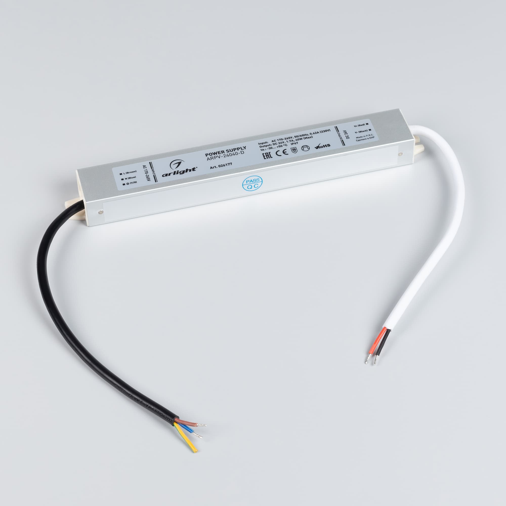Блок питания ARPV-24040-D (24V, 1.7A, 40W) (Arlight, IP67 Металл, 3 года) 026177 — фото 2