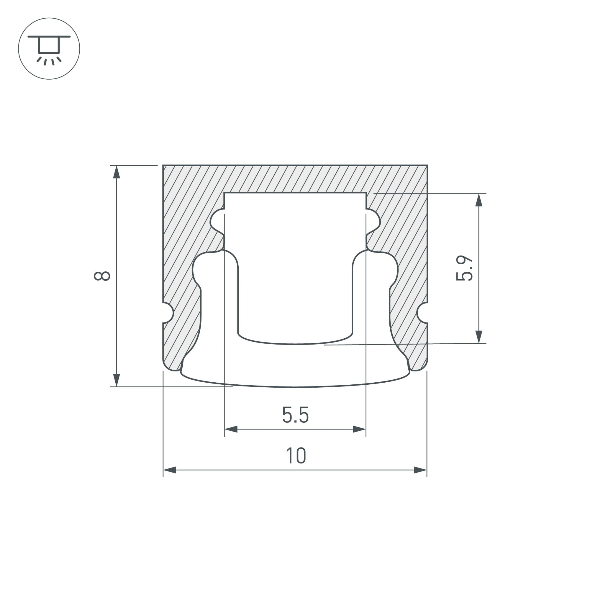 Профиль ARH-MINI5-2000 ANOD (Arlight, Алюминий) 018827 — фото 3