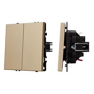 Механизм выключателя двухклавишный перекрёстный SWT-NOBE-MKX2-SFPL-GD (230V, 10A) (Arlight, Золотой песок) 061792