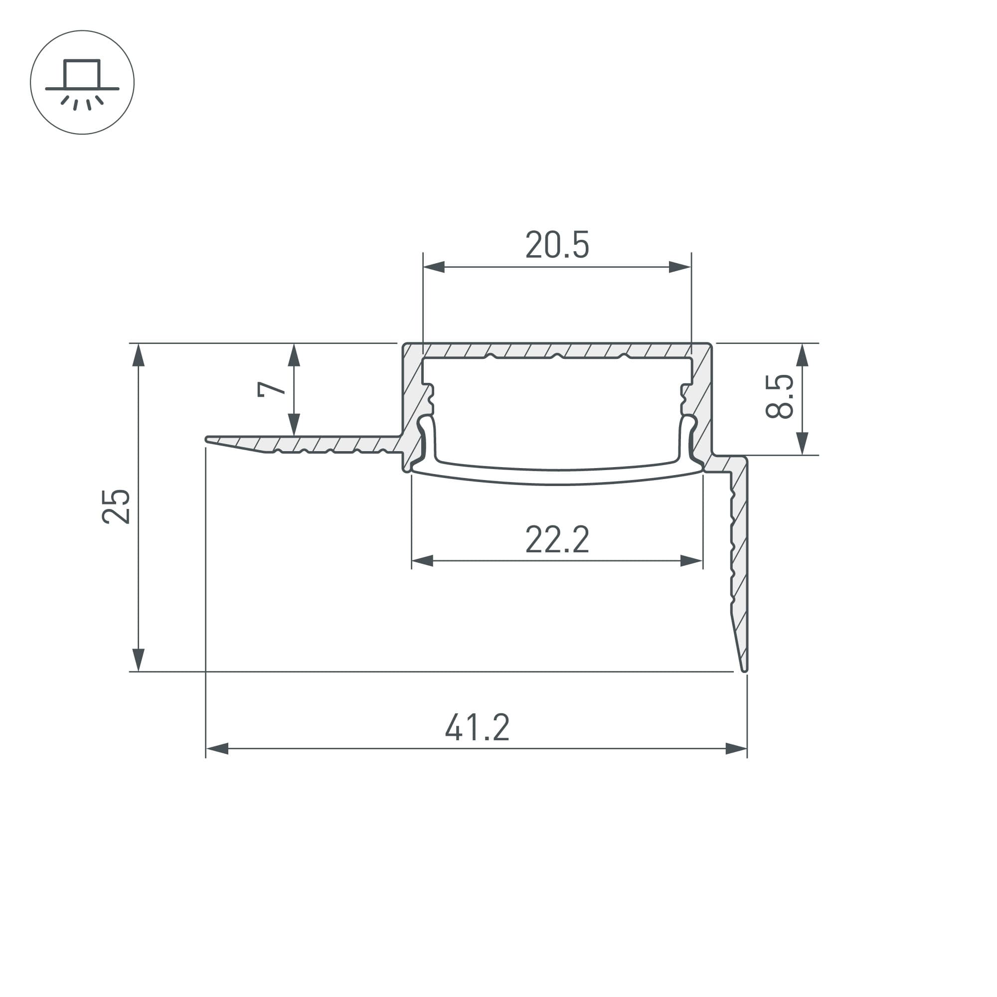 Профиль FANTOM-W20-H10-EDGE-2000 ANOD (Arlight, Алюминий) 054183 — фото 3