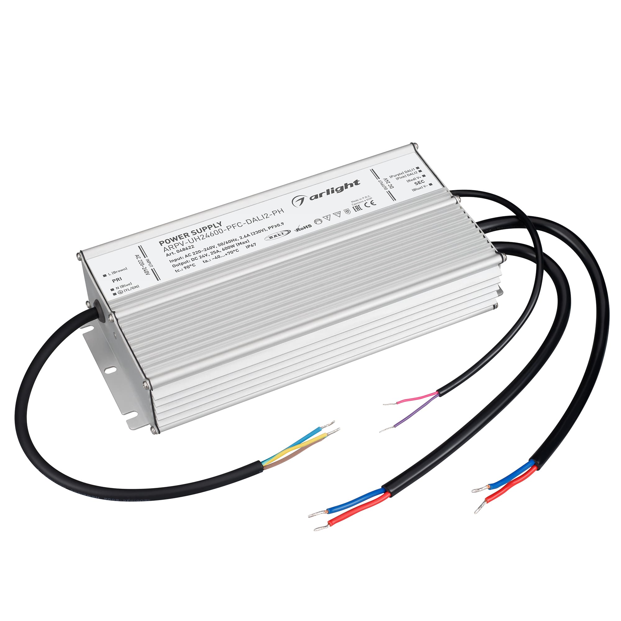 Блок питания ARPV-UH24600-PFC-DALI2-PH (24V, 25A, 600W) (Arlight, IP67 Металл, 7 лет) 048622 — фото 2