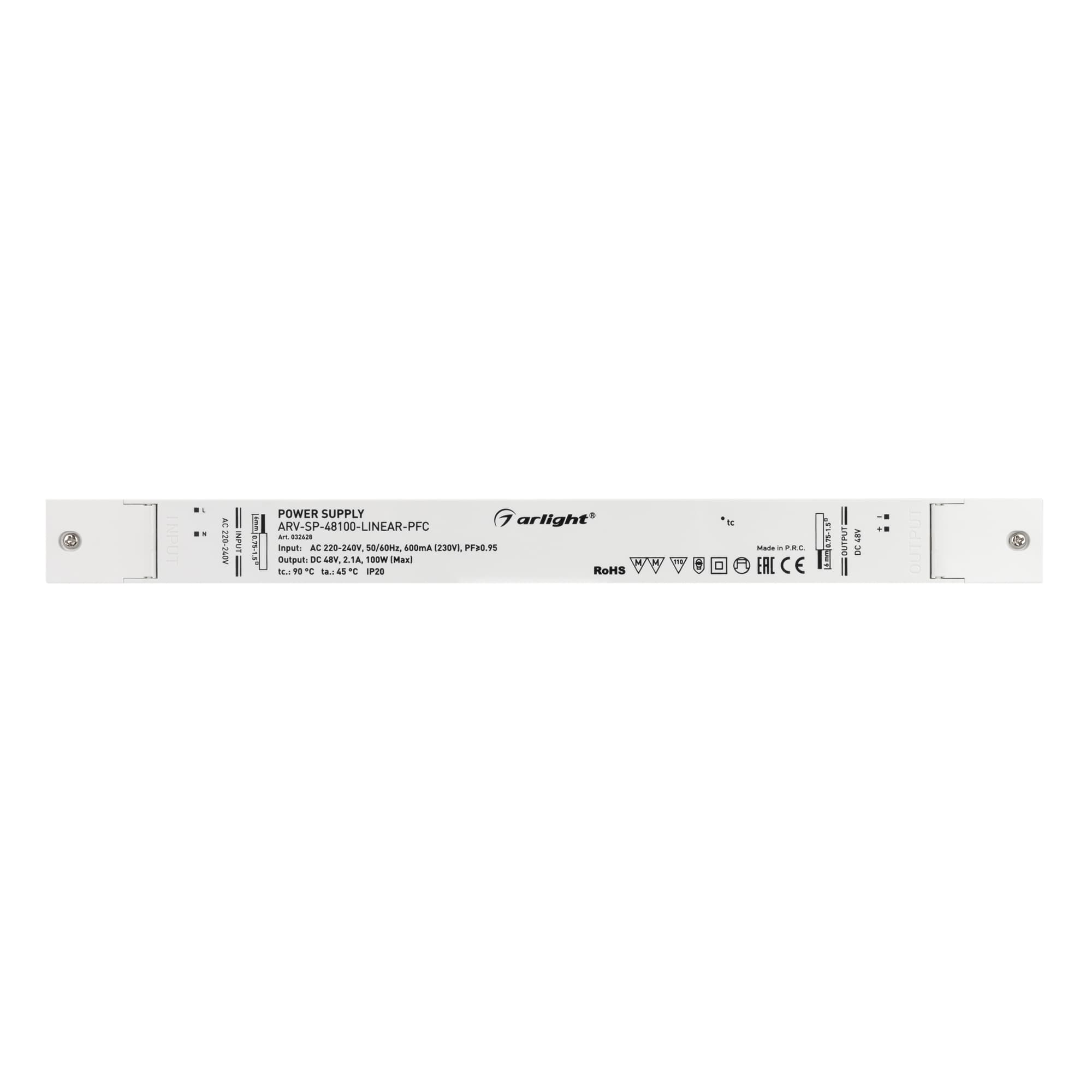 Блок питания ARV-SP-48100-LINEAR-PFC (48V, 2.1A, 100W) (Arlight, IP20 Пластик, 5 лет) 032628 Arlight — фото 2