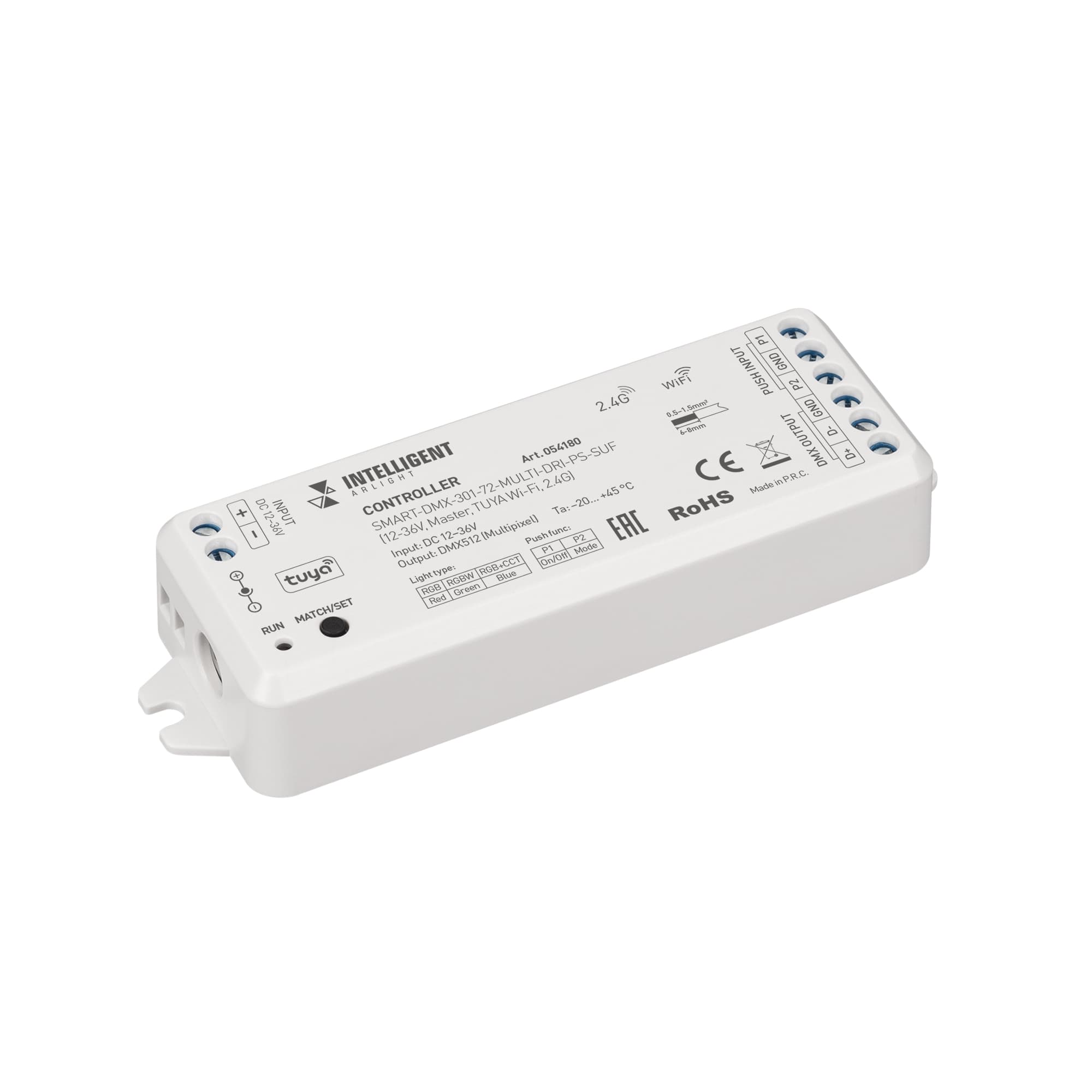 INTELLIGENT ARLIGHT Контроллер SMART-DMX-301-72-MULTI-DRI-PS-SUF (12-36V, Master, TUYA Wi-Fi, 2.4G) (IARL, IP20 Пластик, 5 лет) 054180 Arlight