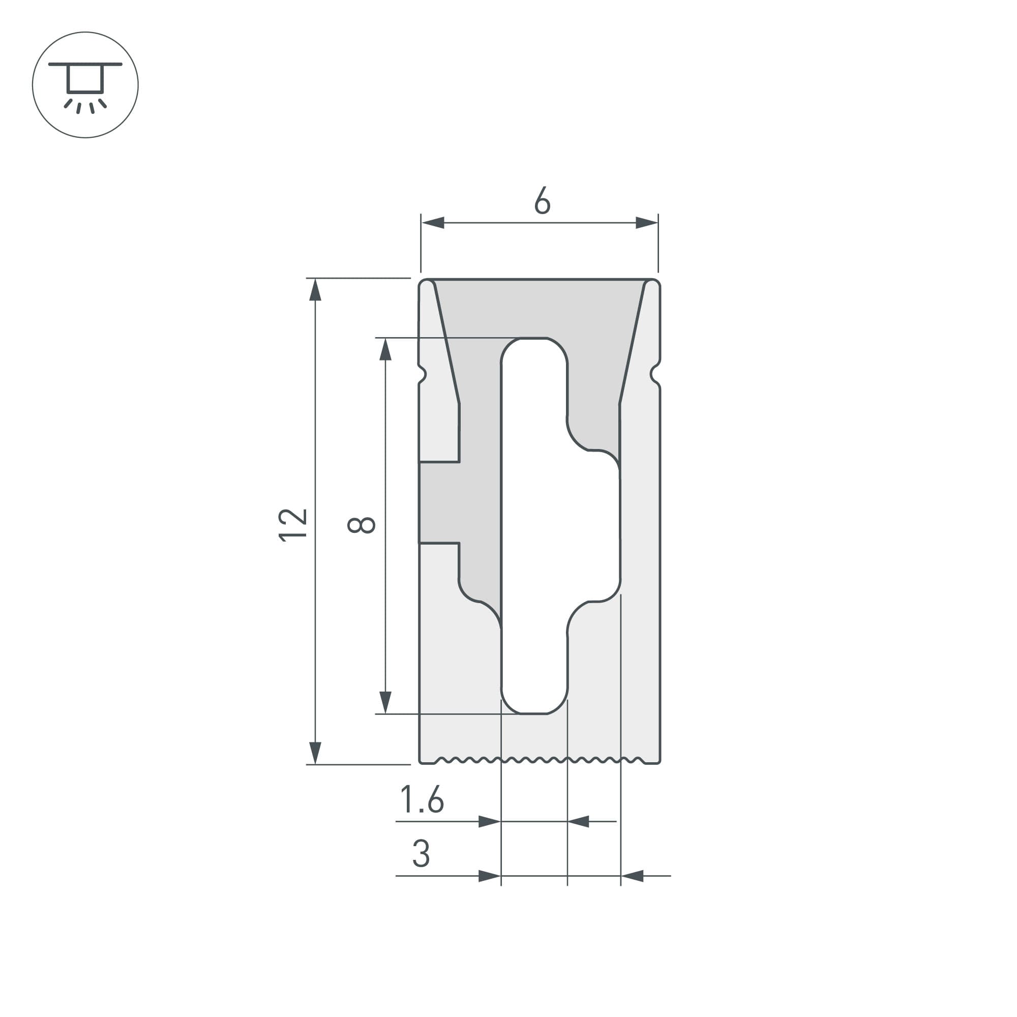 Силиконовый профиль WPH-FLEX-0612-SIDE-S8-20m WHITE (Arlight, Силикон) 041030 — фото 2