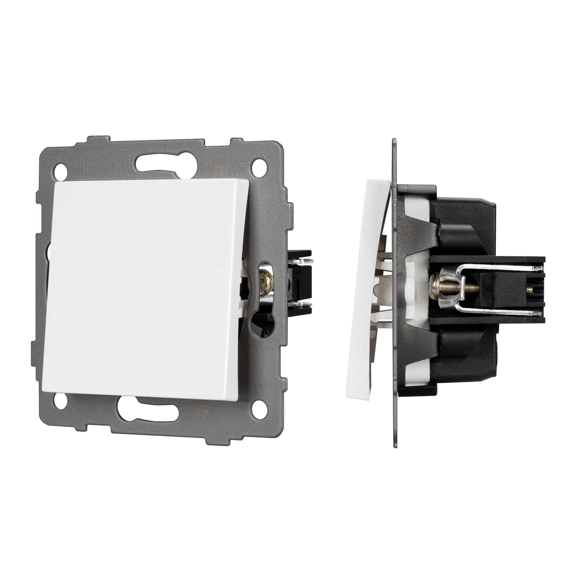 Механизм выключателя одноклавишный самовозвратный SWT-MKR1-PL-WH-V (250V, 10A) (Arlight, -) 049879