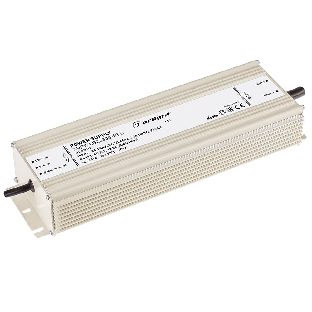 Блок питания ARPV-LG24300-PFC (24V, 12.5A, 300W) (Arlight, IP67 Металл, 5 лет) 015767