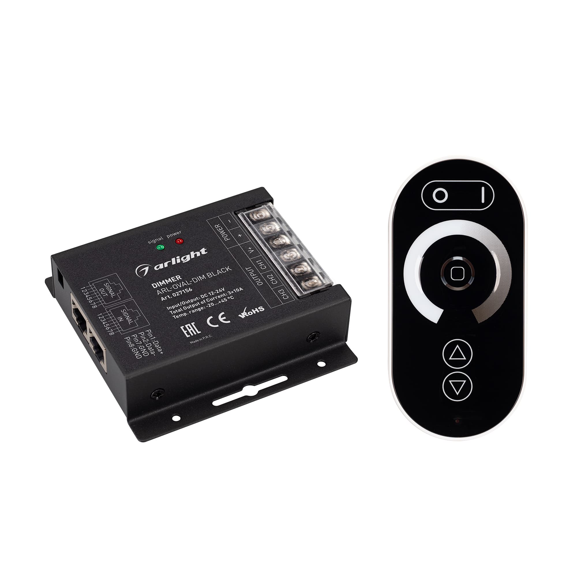 Диммер ARL-OVAL-DIM Black (12-24V, 3x10A, ПДУ Овал, RF, RJ45) (Arlight, IP20 Металл, 3 года) 027156 — фото 1