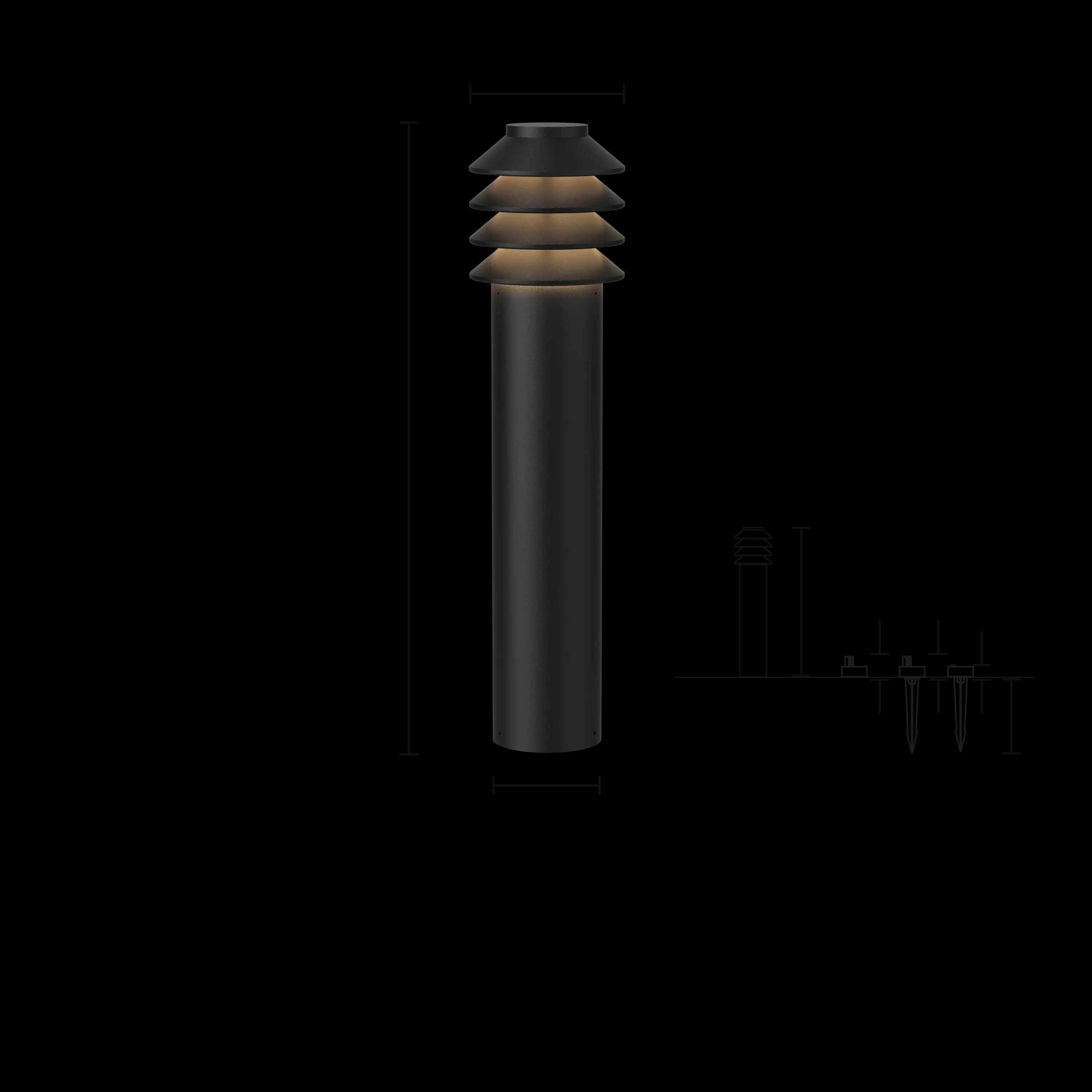 Louis Poulsen Bysted Garden Bollard Black texture LONG — фото 3