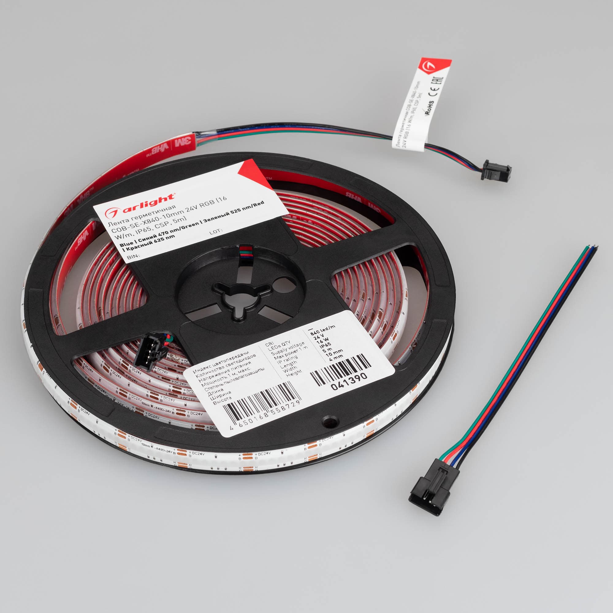 Светодиодная лента герметичная COB-SE-X840-10mm 24V RGB (16 W/m, IP65, CSP, 5m) (Arlight, -) 041390 — фото 5