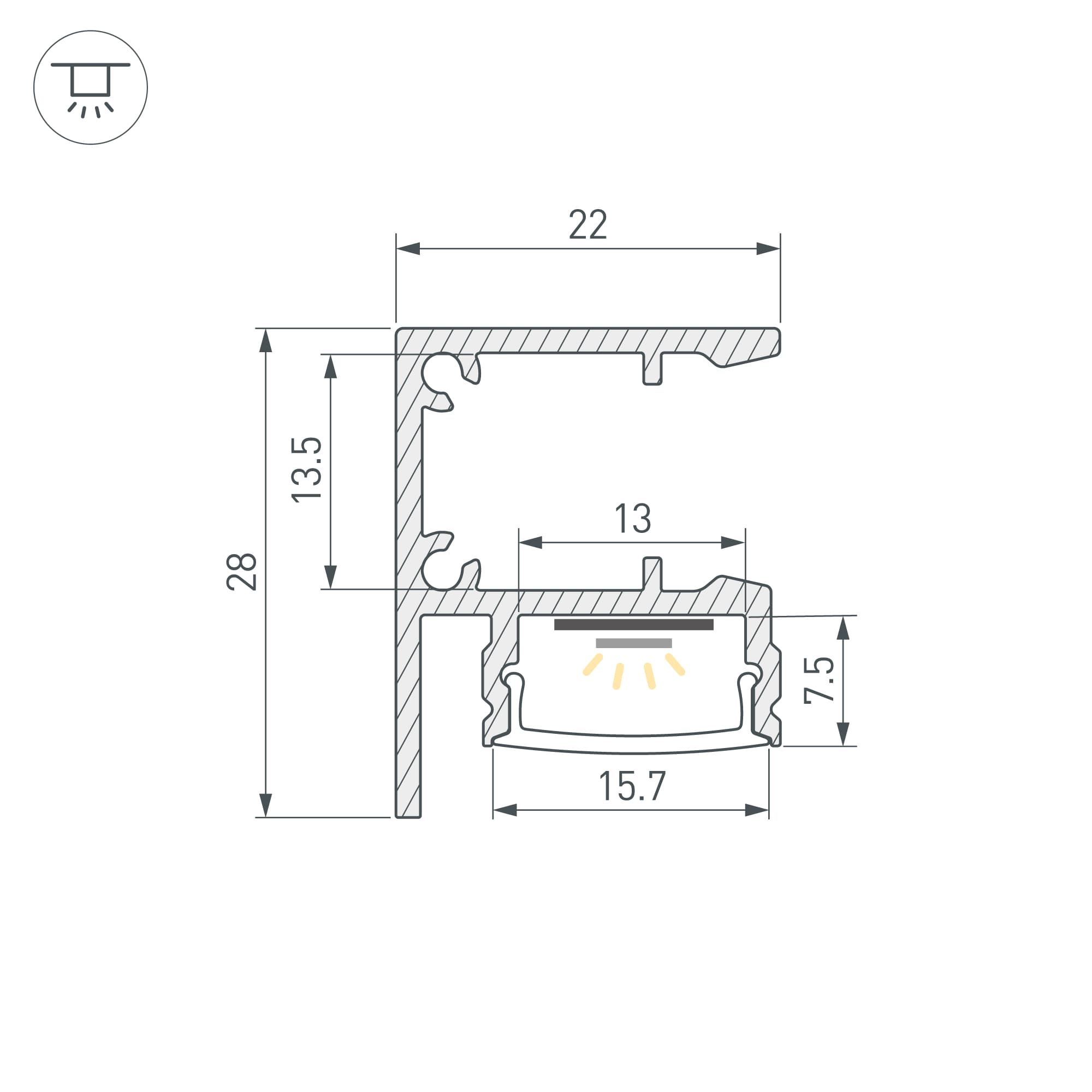 Профиль WALL-2228-2000 ANOD (Arlight, Алюминий) 050466 — фото 3