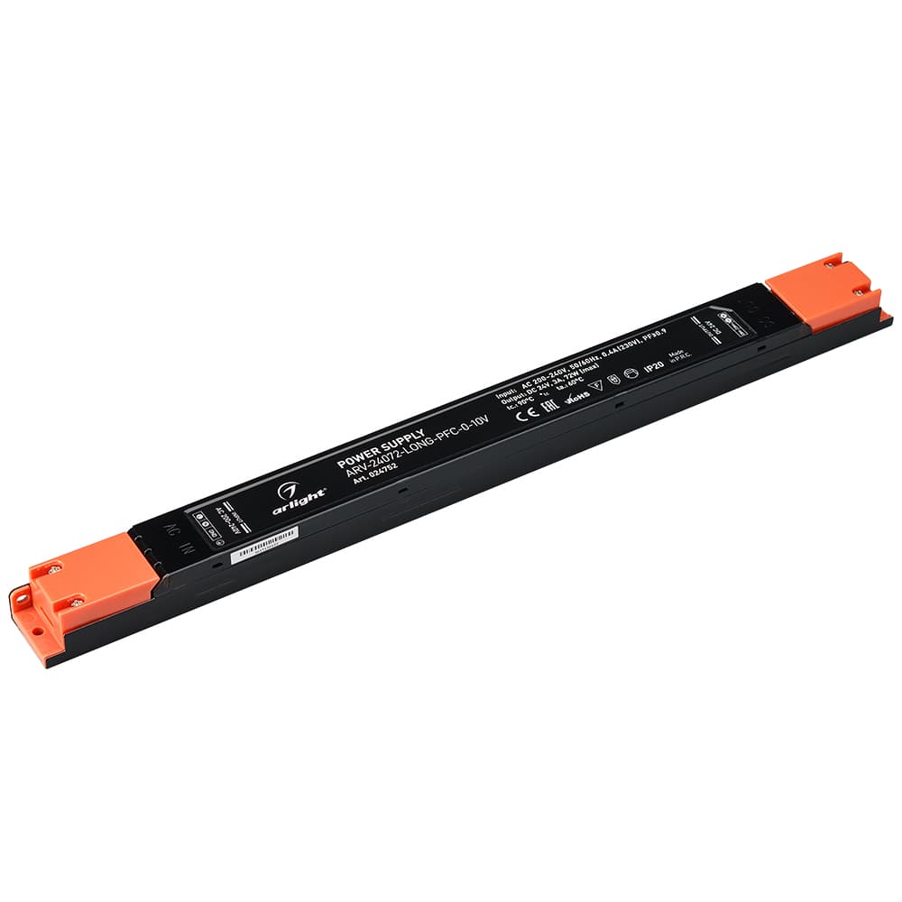 Блок питания ARV-24072-LONG-PFC-0-10V (24V, 3A, 72W) (Arlight, IP20 Металл, 5 лет) 024752 — фото 1