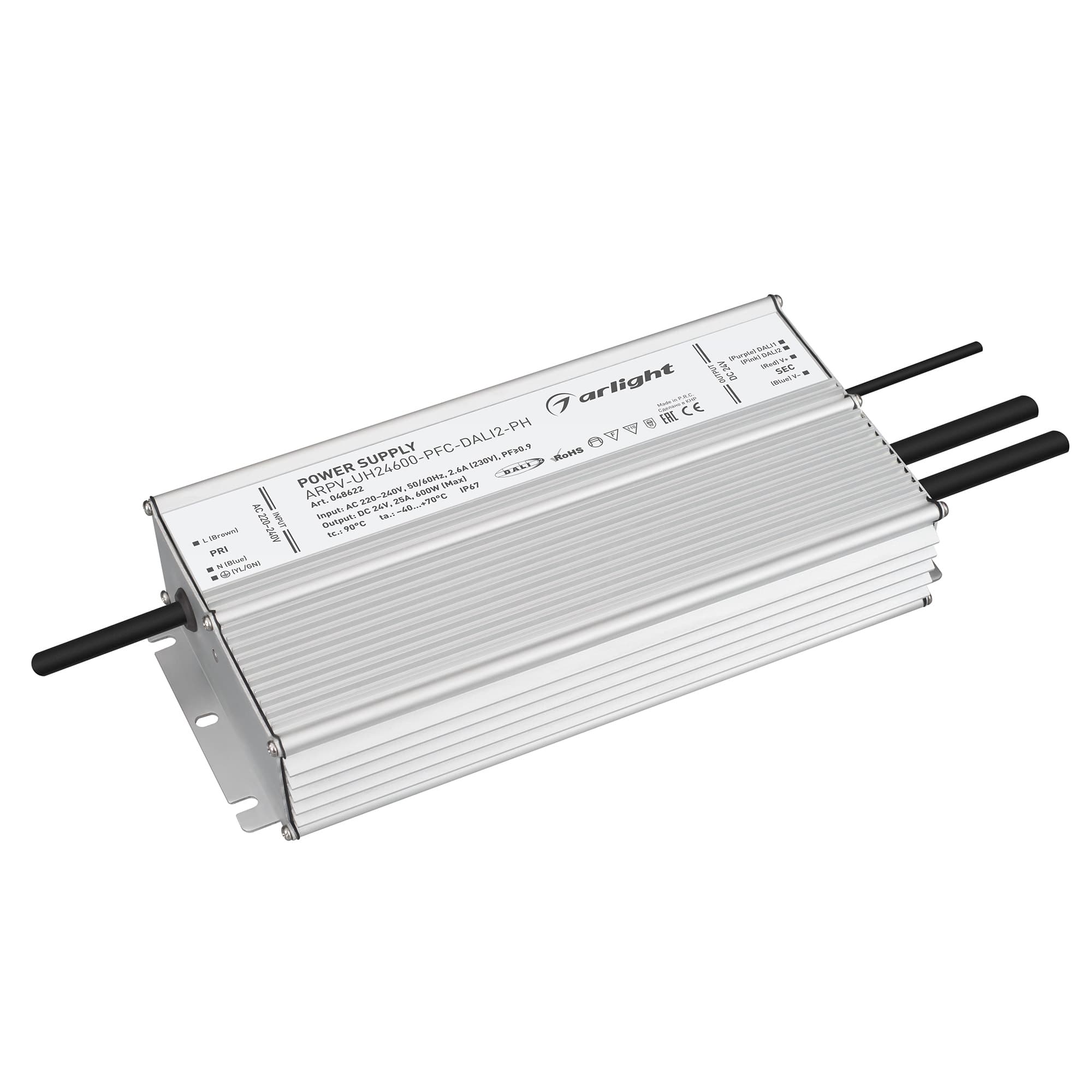 Блок питания ARPV-UH24600-PFC-DALI2-PH (24V, 25A, 600W) (Arlight, IP67 Металл, 7 лет) 048622 — фото 1