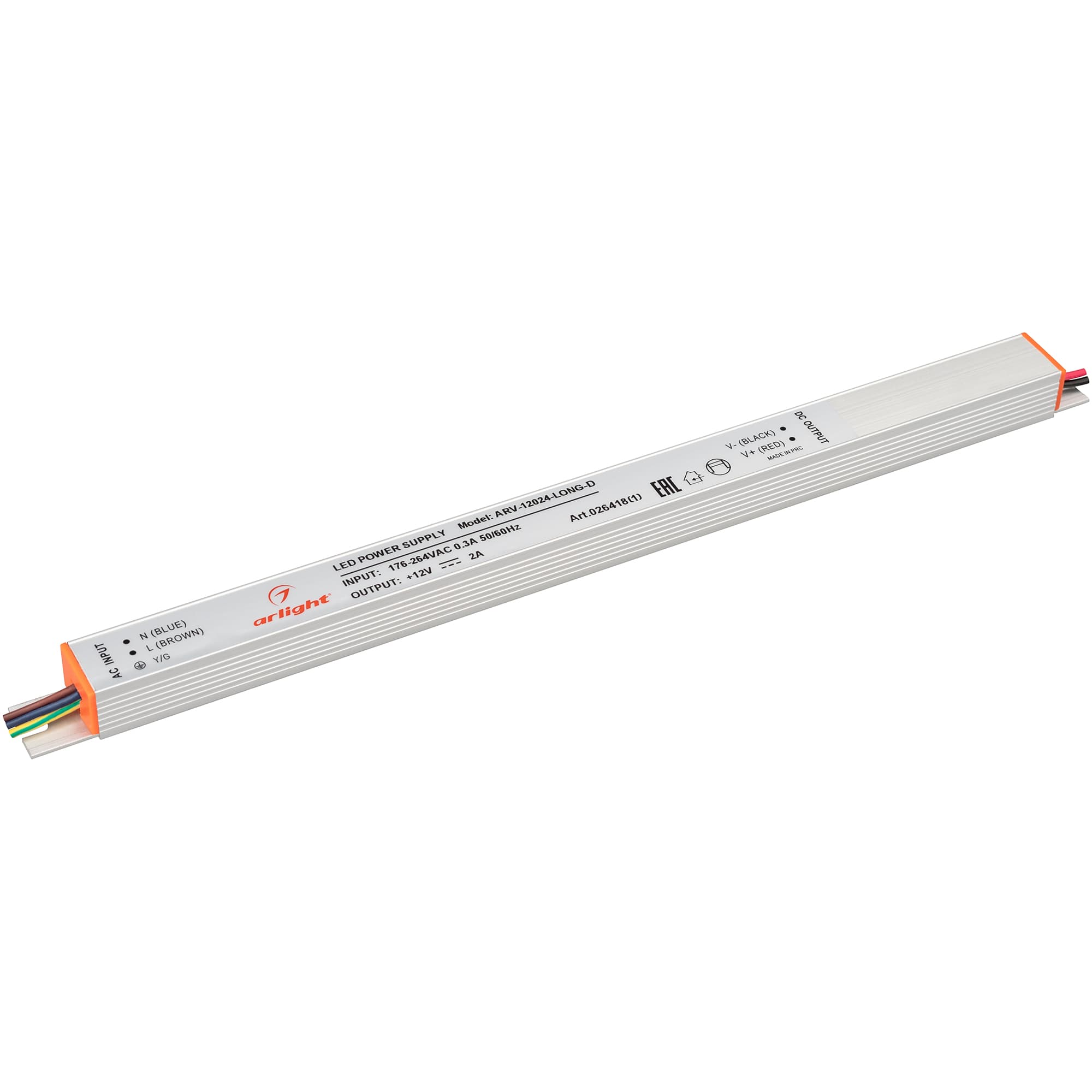Блок питания ARV-12024-LONG-D (12V, 2A, 24W) (Arlight, IP20 Металл, 2 года) 026418(1) — фото 1