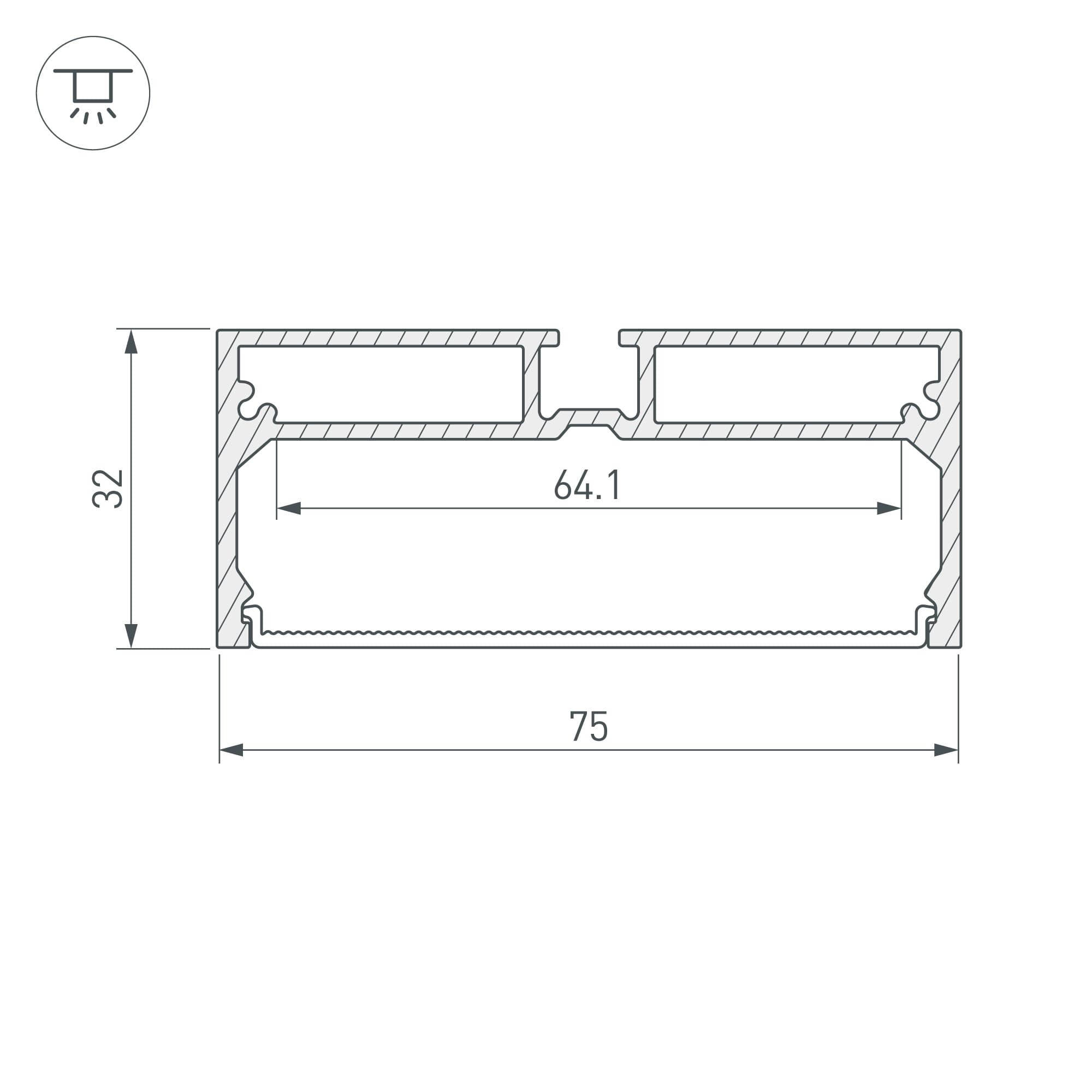 Профиль с экраном SL-LINE-7532-2000 ANOD (Arlight, Алюминий) 028033 Arlight — фото 3