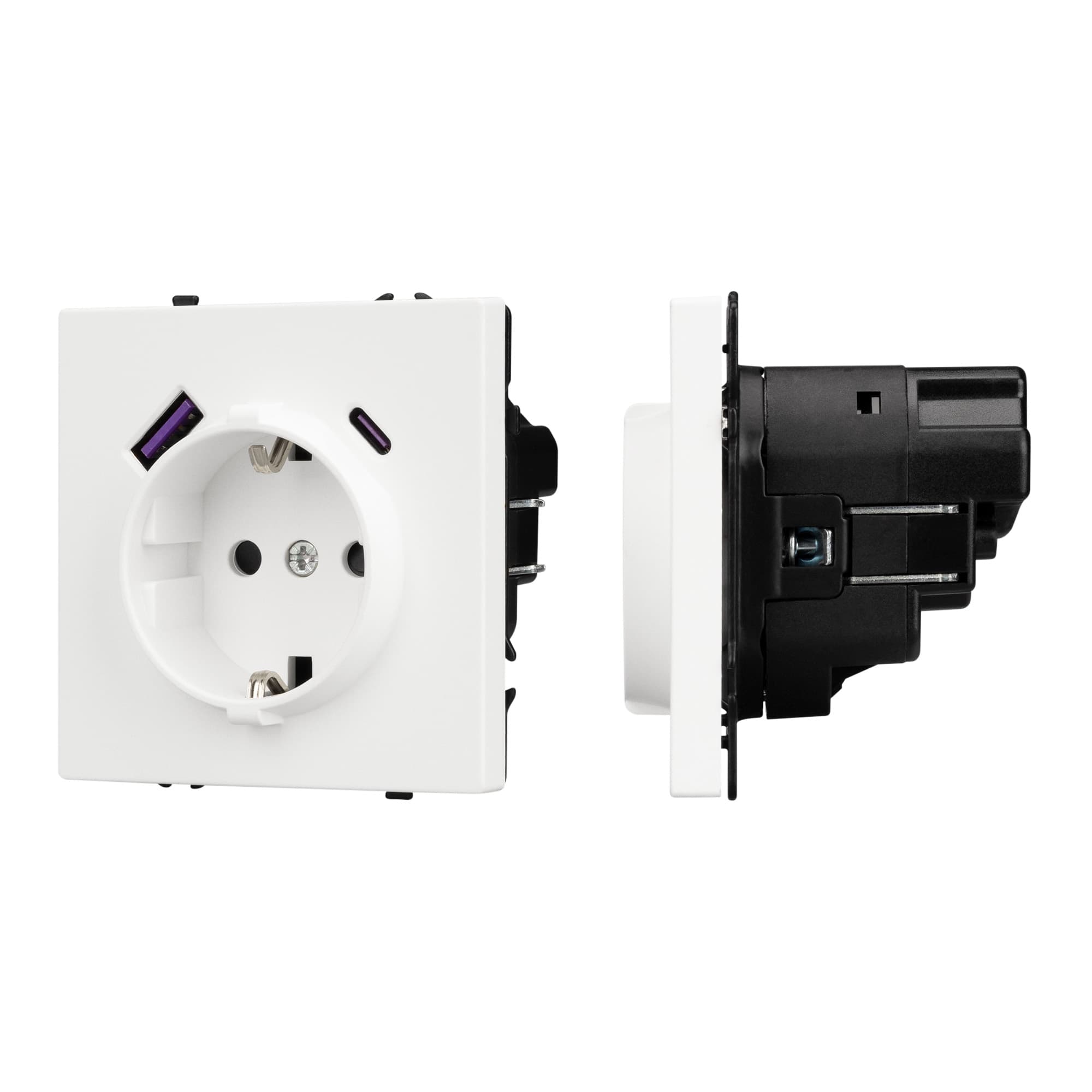 Механизм розетки с USB зарядкой SCT-NOBE-MUAC-SFPL-WH (230V, 16A) (Arlight, Белый кварц) 054284