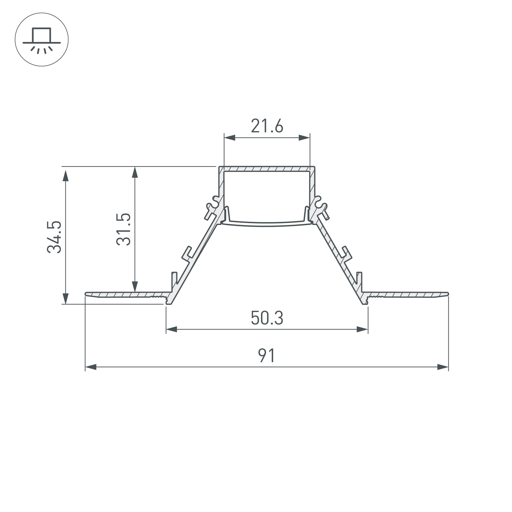 Профиль COMFORT21-V-FANTOM-2000 ANOD (Arlight, Алюминий) 053032 — фото 3