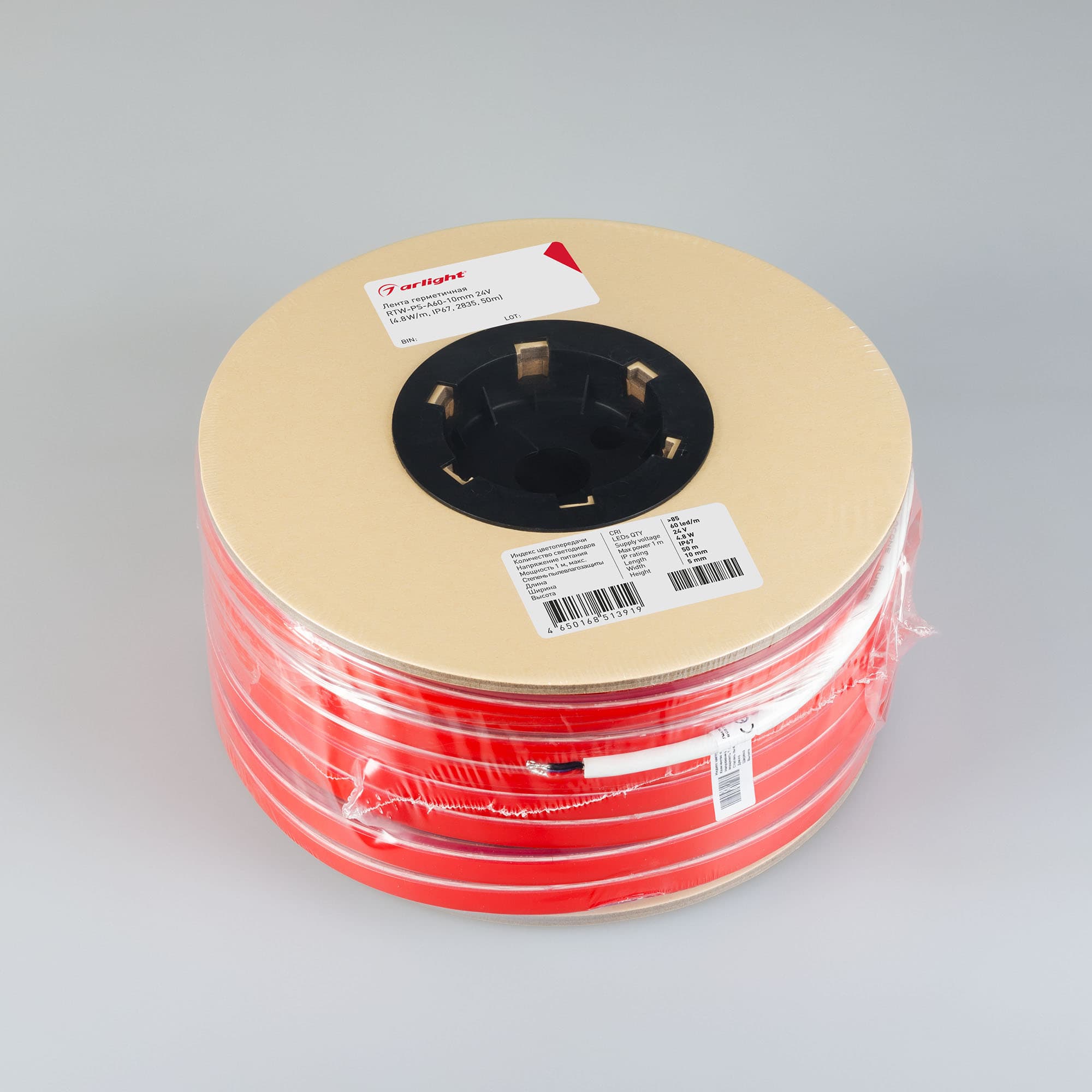 Светодиодная лента герметичная RTW-PS-A60-10mm 24V White6000 (4.8 W/m, IP67, 2835, 50m) (Arlight, -) 024562(2) — фото 2