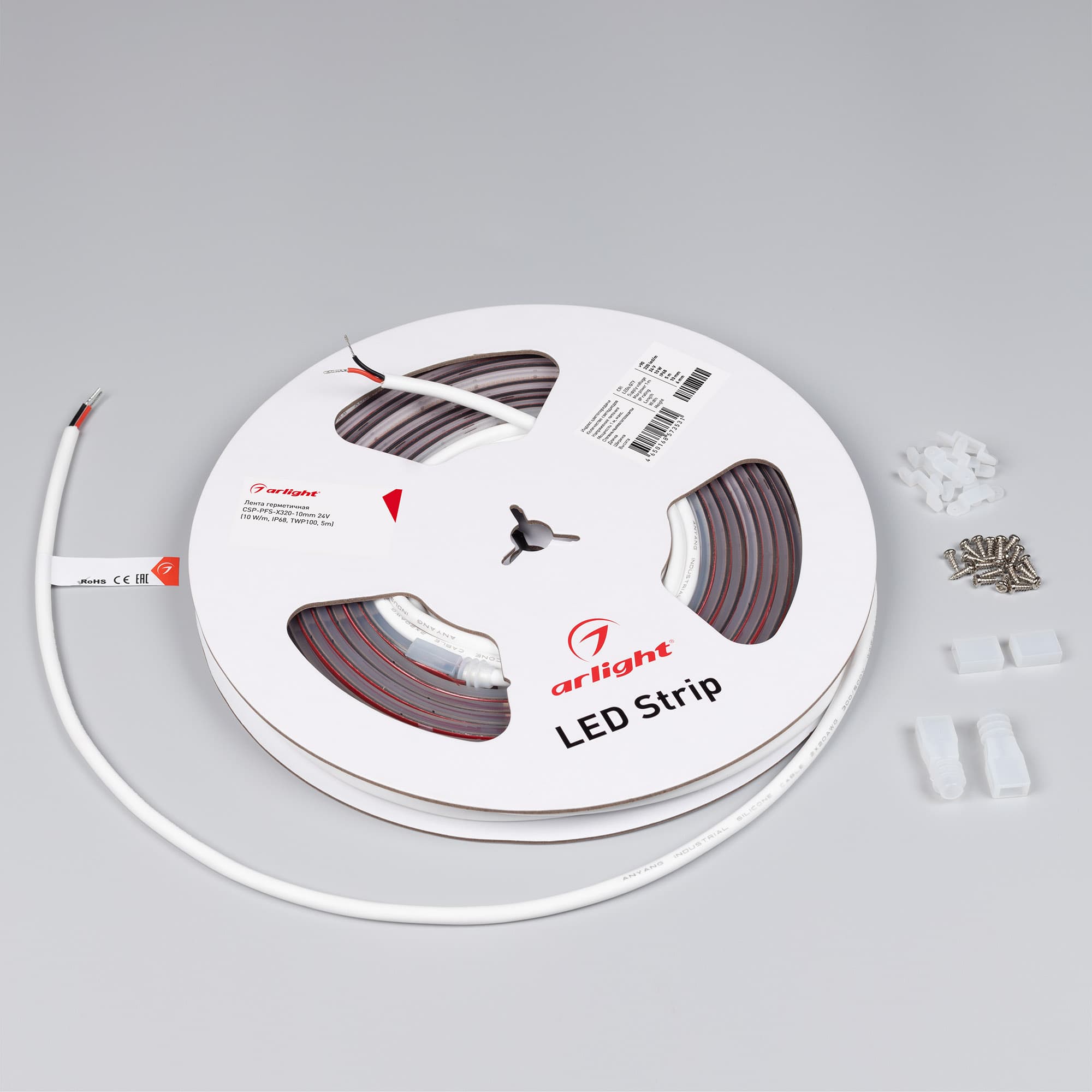 Светодиодная лента герметичная CSP-PFS-X320-10mm 24V Warm2400 (10 W/m, IP68, TWP100, 5m) (Arlight, -) 060277 — фото 2