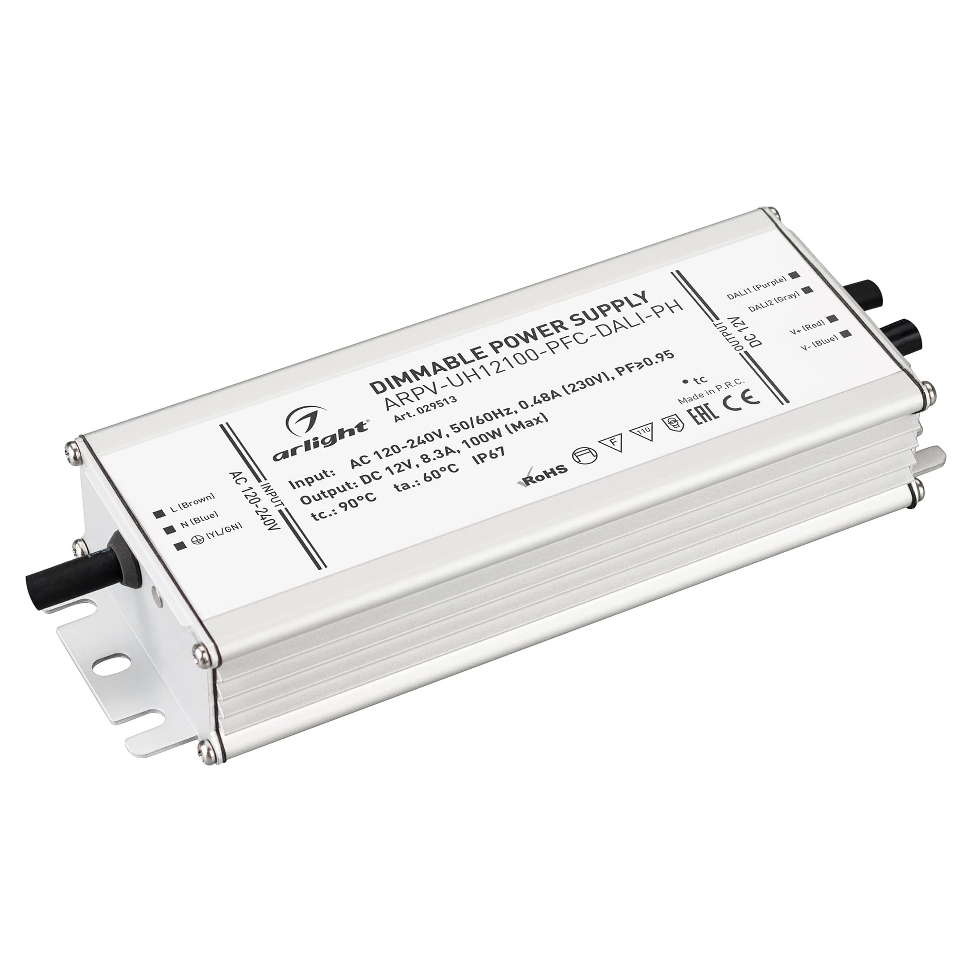 Блок питания ARPV-UH12100-PFC-DALI-PH (12V, 8.3A, 100W) (Arlight, IP67 Металл, 7 лет) 029513 — фото 1