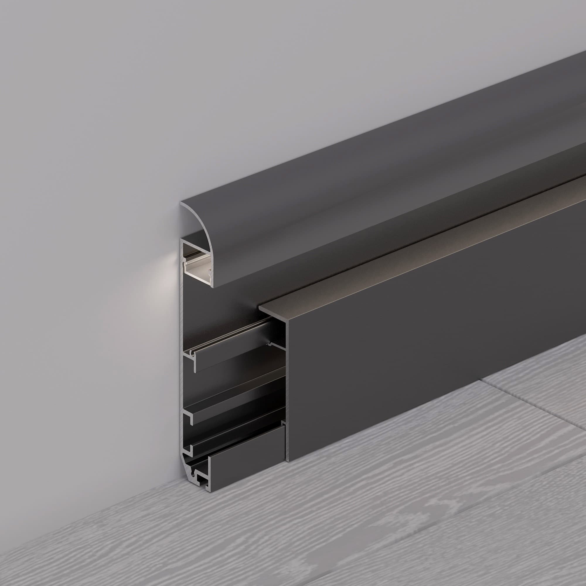 Профиль PLINTUS-H80-2000 BLACK (Arlight, Алюминий) 045448 — фото 5