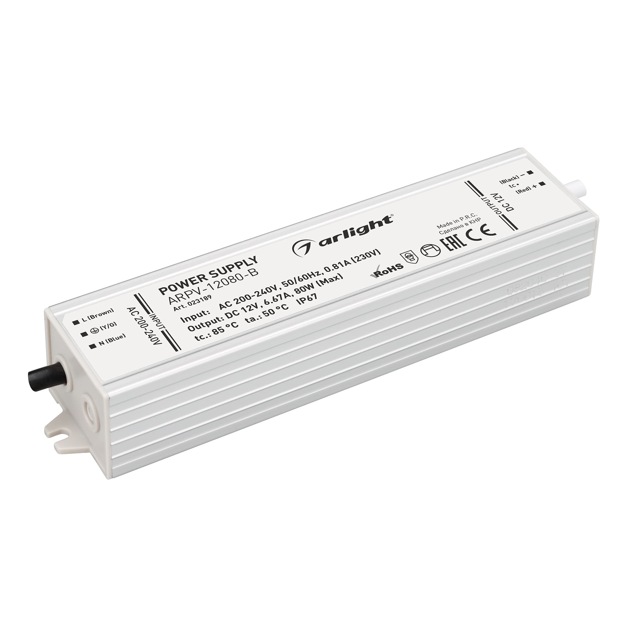 Блок питания ARPV-12080-B (12V, 6.7A, 80W) (Arlight, IP67 Металл, 3 года) 023189 — фото 1