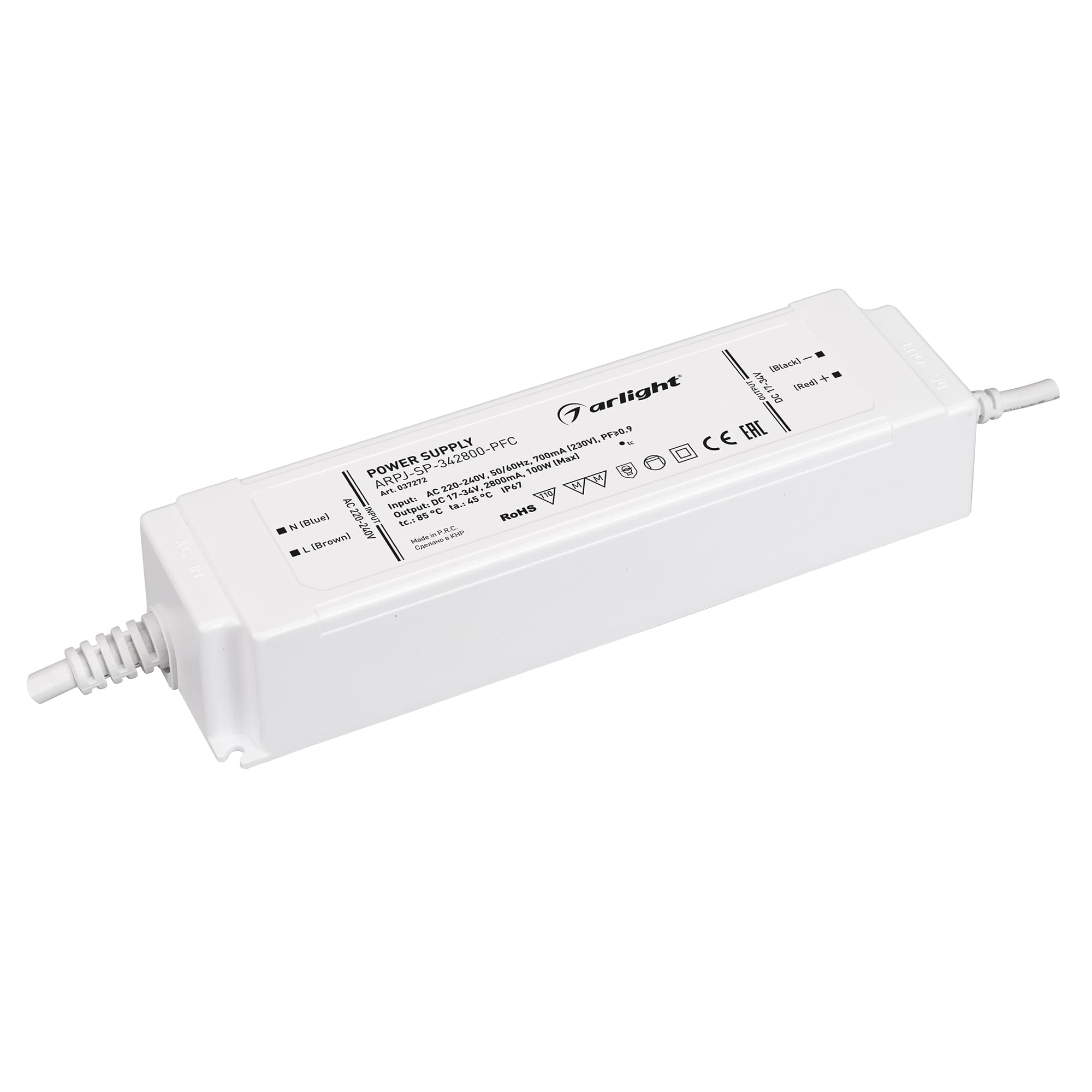 Блок питания ARPJ-SP-342800-PFC (100W, 17-34V, 2.8A) (Arlight, IP67 Пластик, 5 лет) 037272 — фото 1