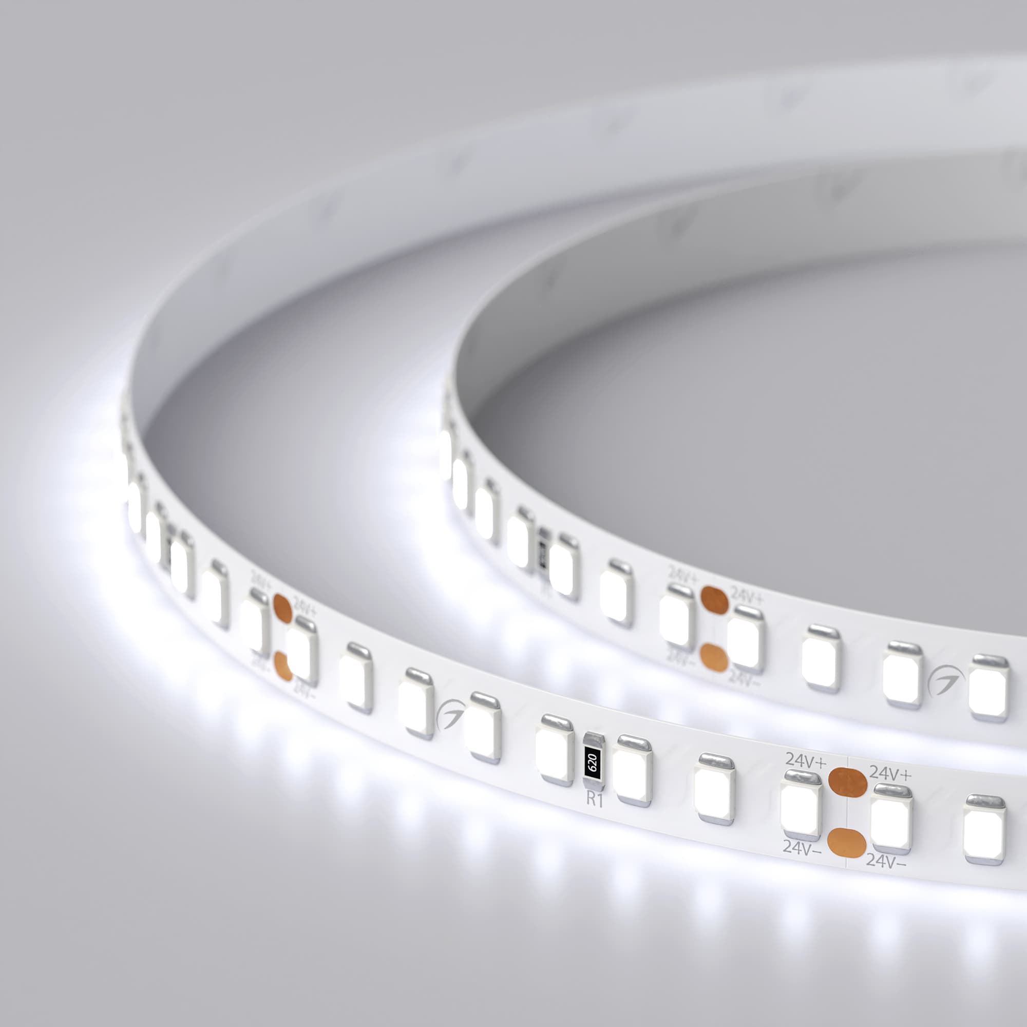 Светодиодная лента RT 2-5000 24V Cool 8K 2x (2835, 160 LED/m, LUX) (Arlight, 12 Вт/м, IP20) 024533 — фото 2