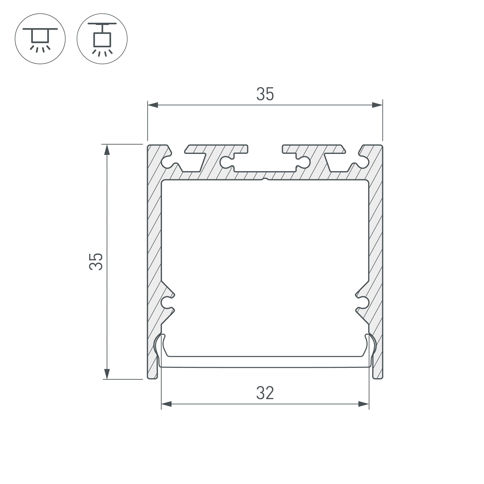Профиль с экраном SL-LINE-3535-2500 WHITE+OPAL (Arlight, Алюминий) 036302 Arlight — фото 3