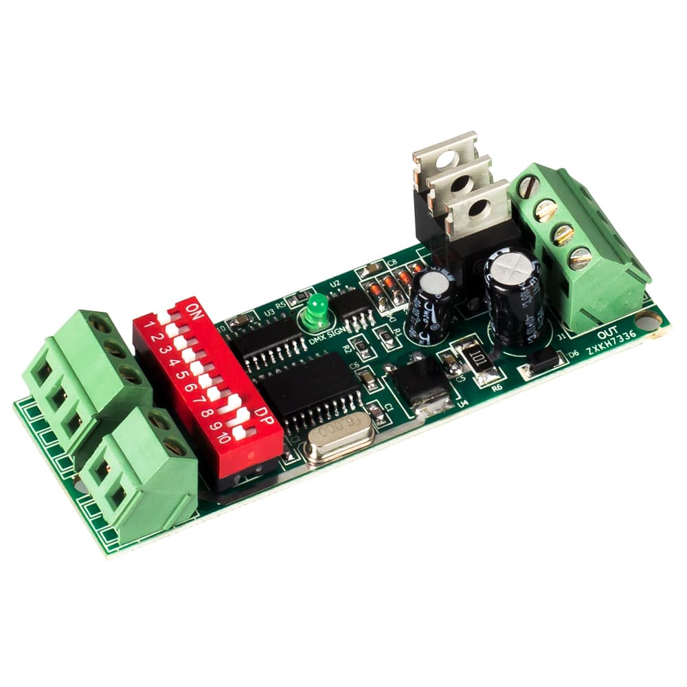 Декодер DMX RA-302 DIP (12-24V, 72-144W) (Arlight, Бескорпусной) 020310