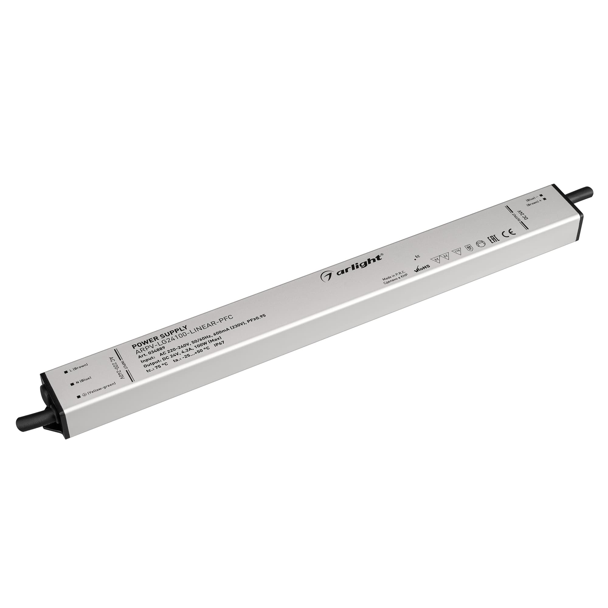 Блок питания ARPV-LG24100-LINEAR-PFC (24V, 4.2A, 100W) (Arlight, IP67 Металл, 5 лет) 034889 Arlight — фото 1