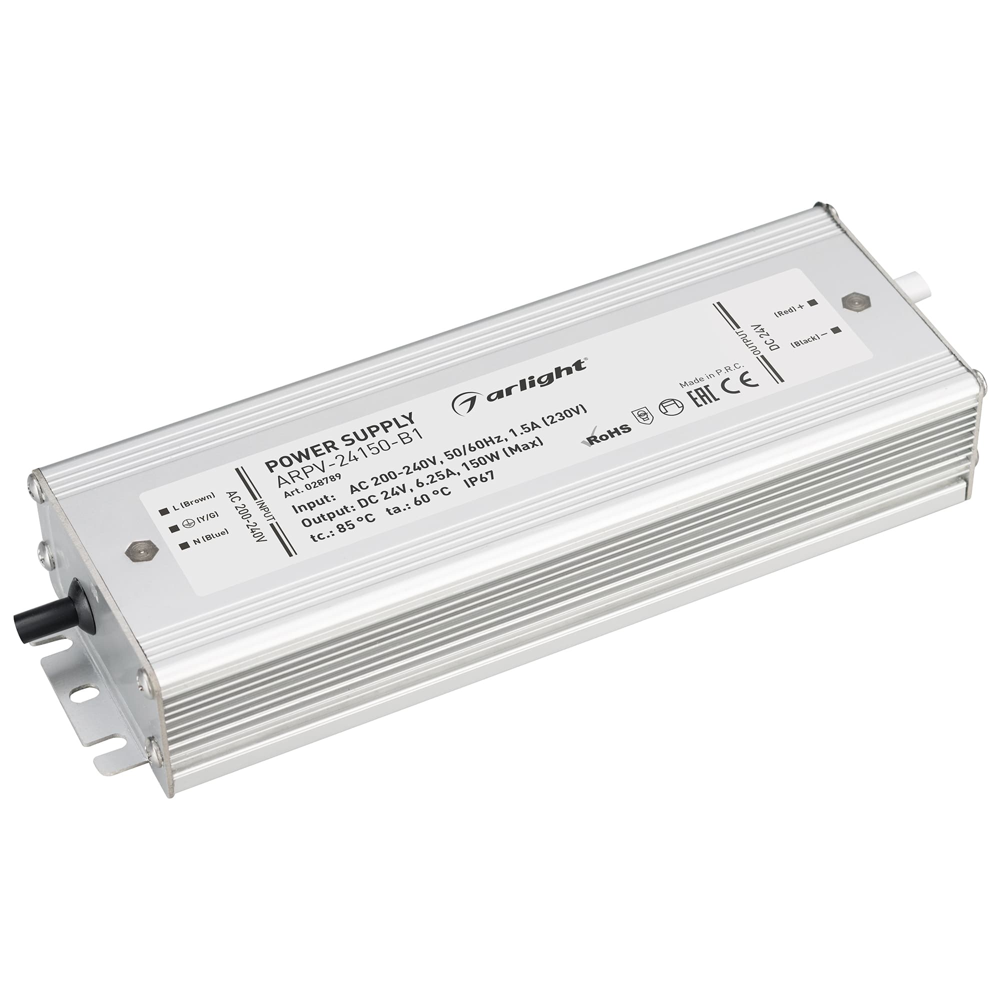 Блок питания ARPV-24150-B1 (24V, 6,3A, 150W) (Arlight, IP67 Металл, 3 года) 028789 — фото 1