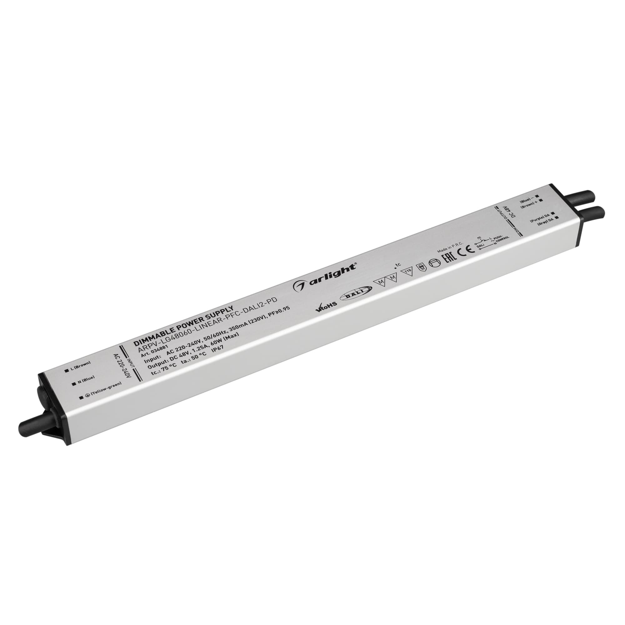 Блок питания ARPV-LG48060-LINEAR-PFC-DALI2-PD (48V, 1.25A, 60W) (Arlight, IP67 Металл, 5 лет) 034881 Arlight — фото 1