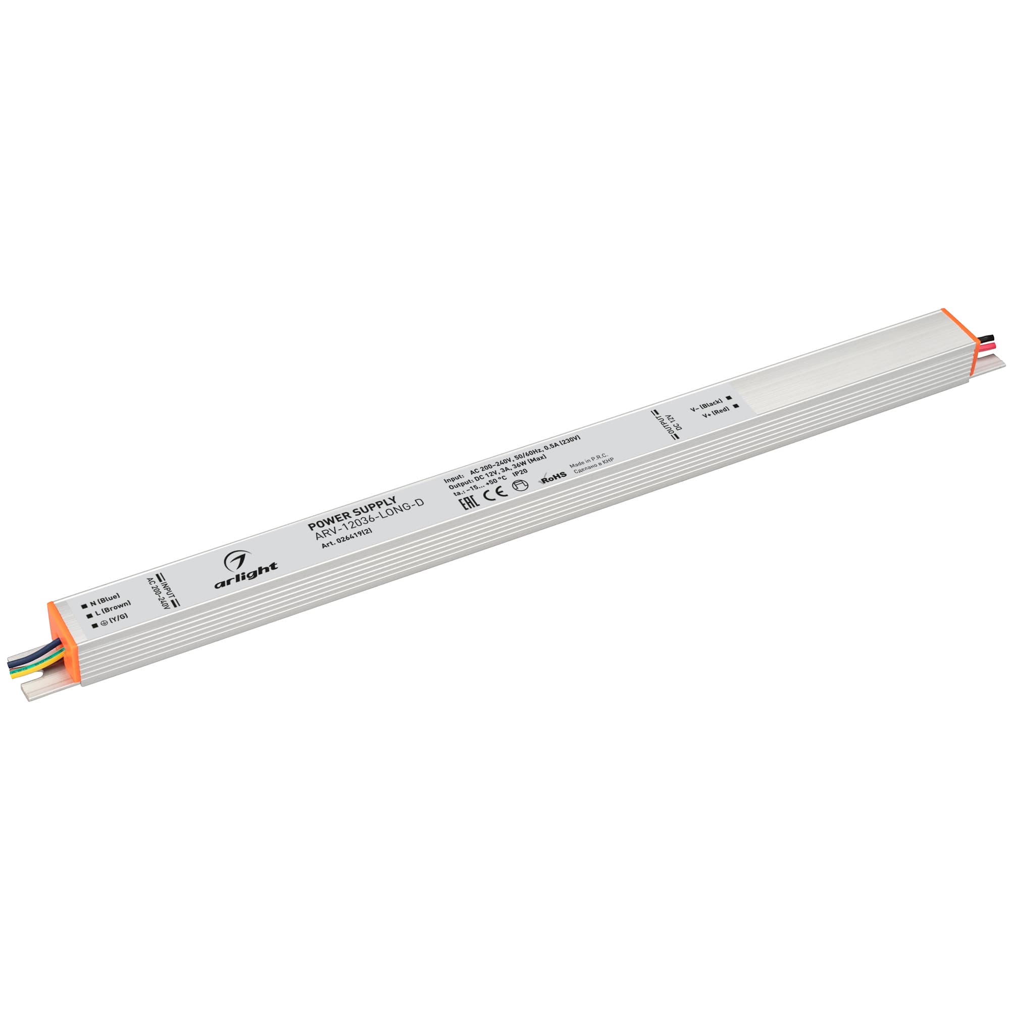 Блок питания ARV-12036-LONG-D (12V, 3A, 36W) (Arlight, IP20 Металл, 3 года) 026419(2)