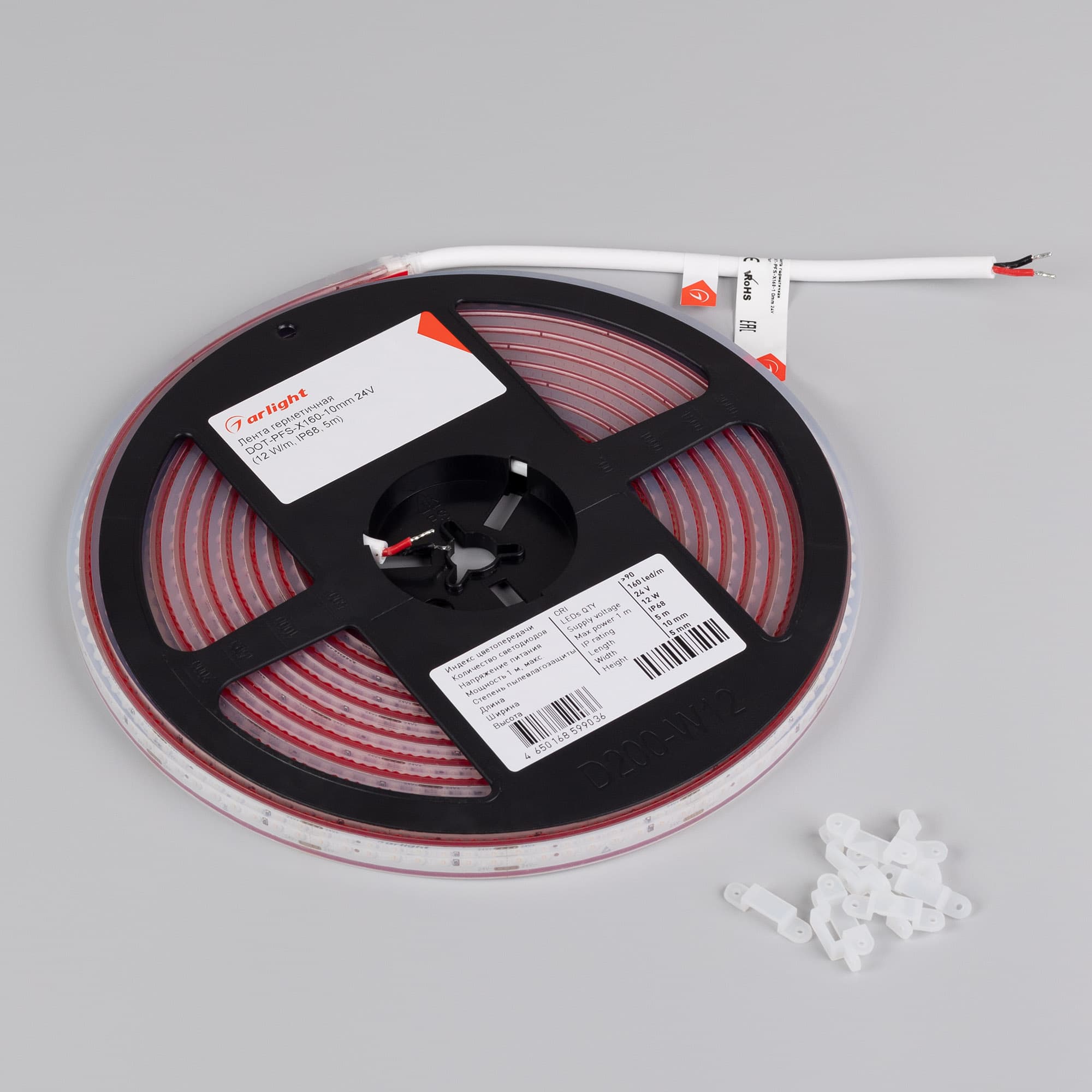 Светодиодная лента герметичная DOT-PFS-X160-10mm 24V Warm2700 (12 W/m, IP68, 5m) (Arlight, 5 лет) 051595 — фото 3