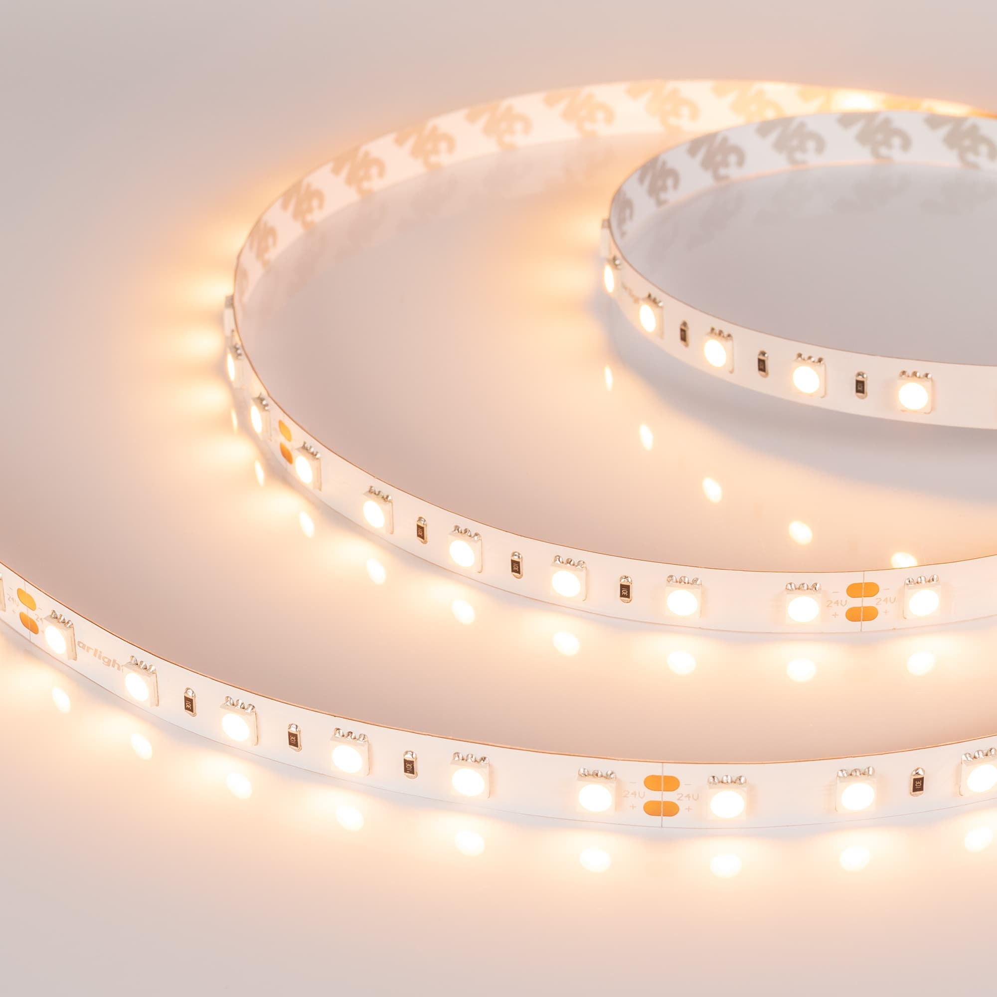 Светодиодная лента RT 2-5000 24V Warm2400 2x (5060, 300 LED, LUX) (Arlight, 14.4 Вт/м, IP20) 018099(B) — фото 3