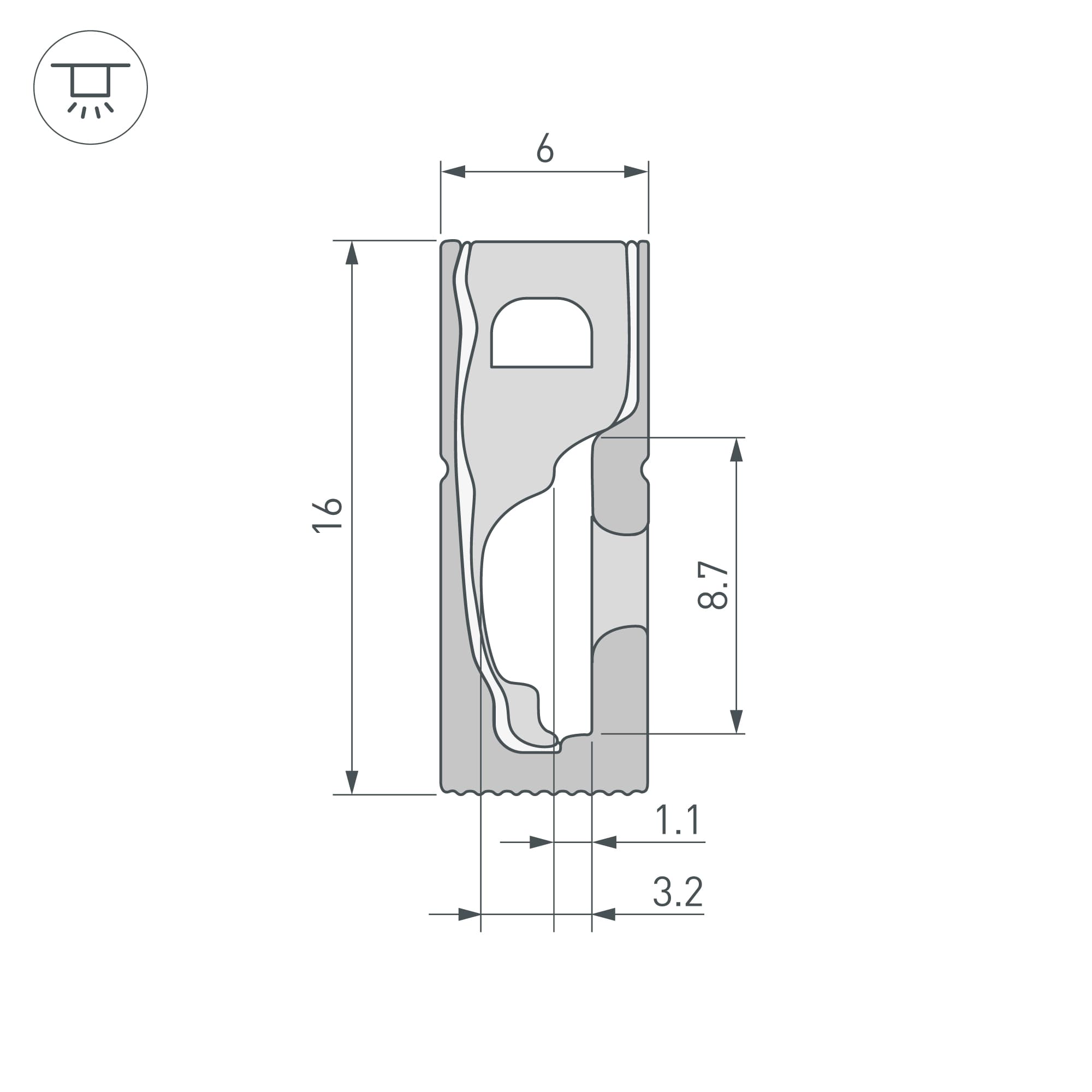 Силиконовый профиль WPH-FLEX-0616-SIDE-S9-5m BLACK (Arlight, Силикон) 045788 — фото 3