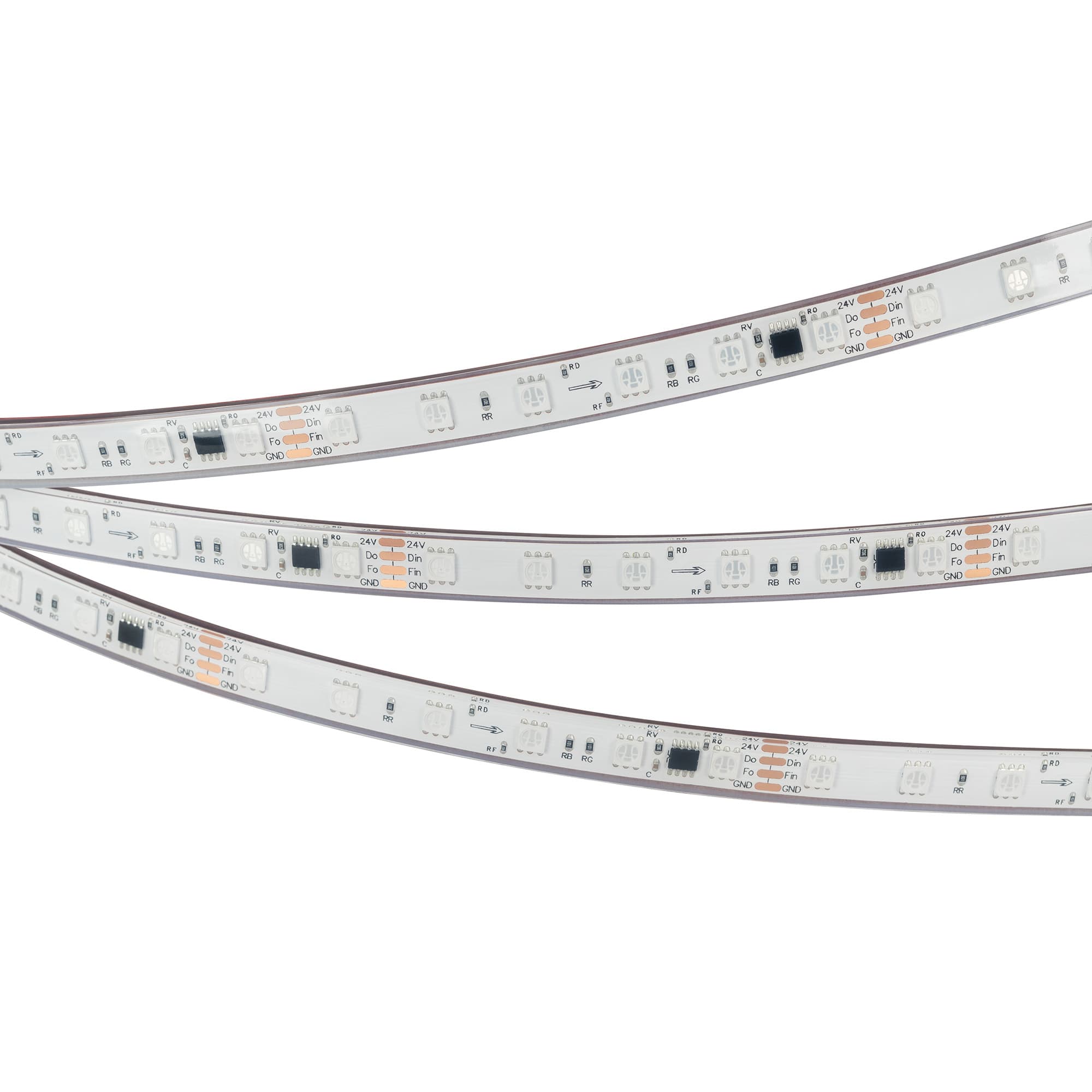 Светодиодная лента герметичная SPI-PFS-B60-12mm 24V RGB-PX6-BPT (12 W/m, IP68, 5060, 5m) (Arlight, бегущий огонь) 039602 — фото 3