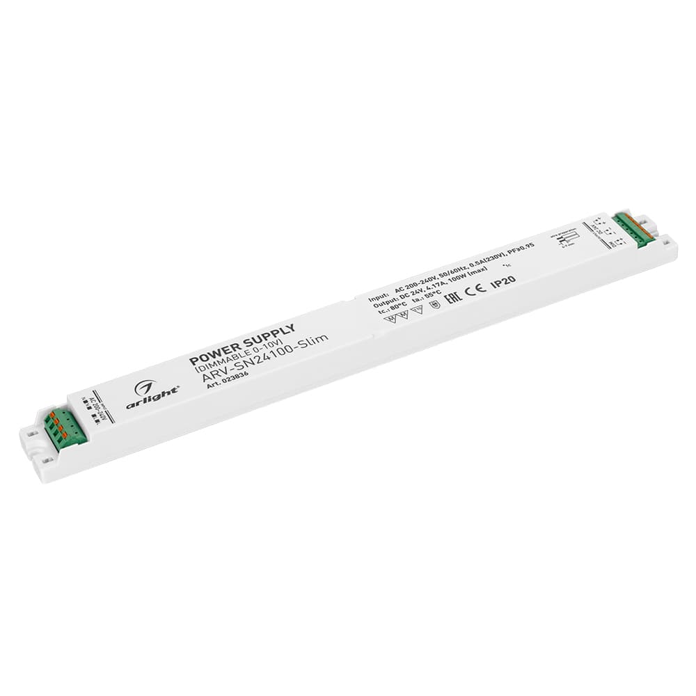 Блок питания ARV-SN24100-Slim (24V, 4.17A, 100W, 0-10V, PFC) (Arlight, IP20 Пластик, 3 года) 023836 — фото 1