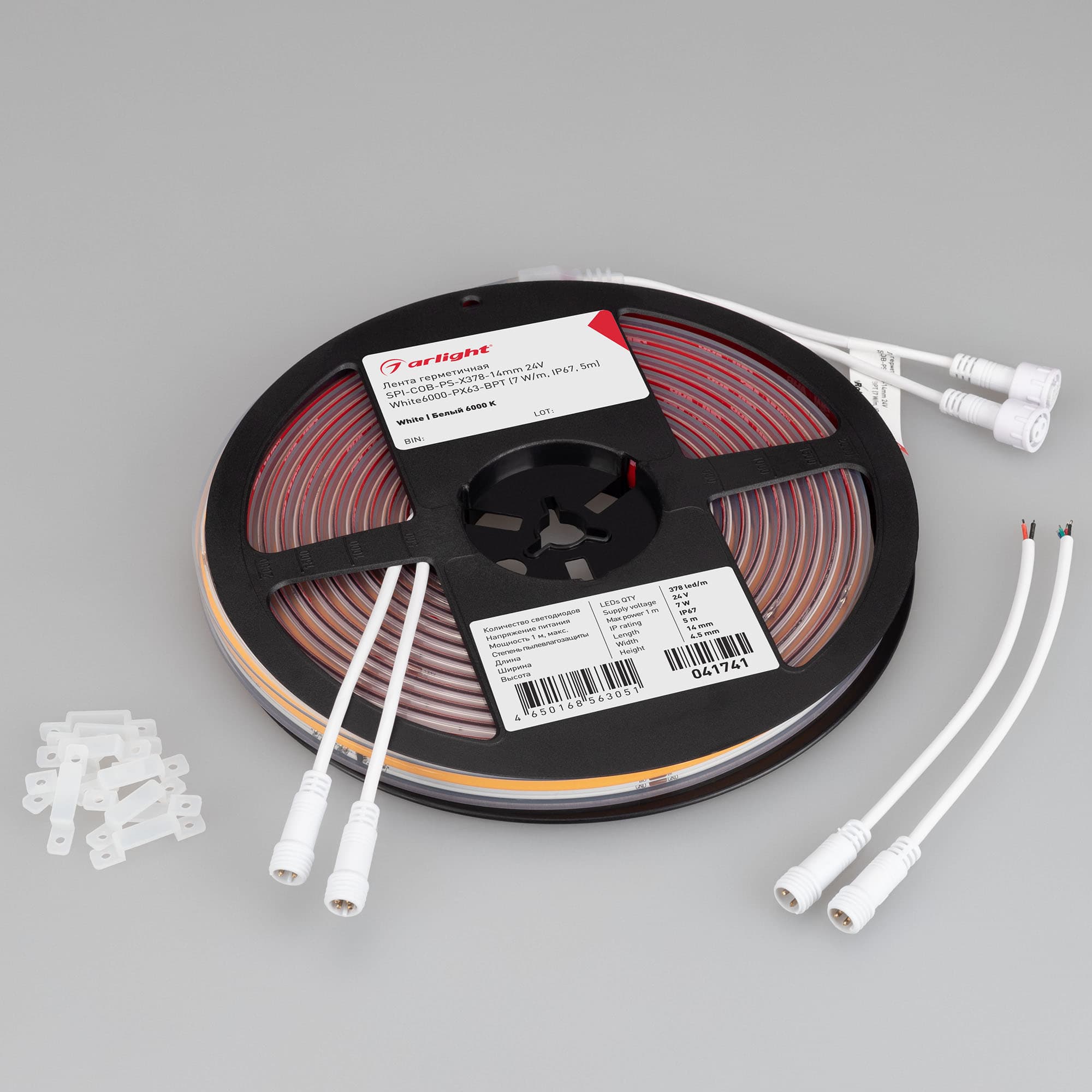 Светодиодная лента герметичная SPI-COB-PS-X378-14mm 24V White6000-PX63-BPT (7 W/m, IP67, 5m) (Arlight, бегущий огонь) 041741 — фото 4