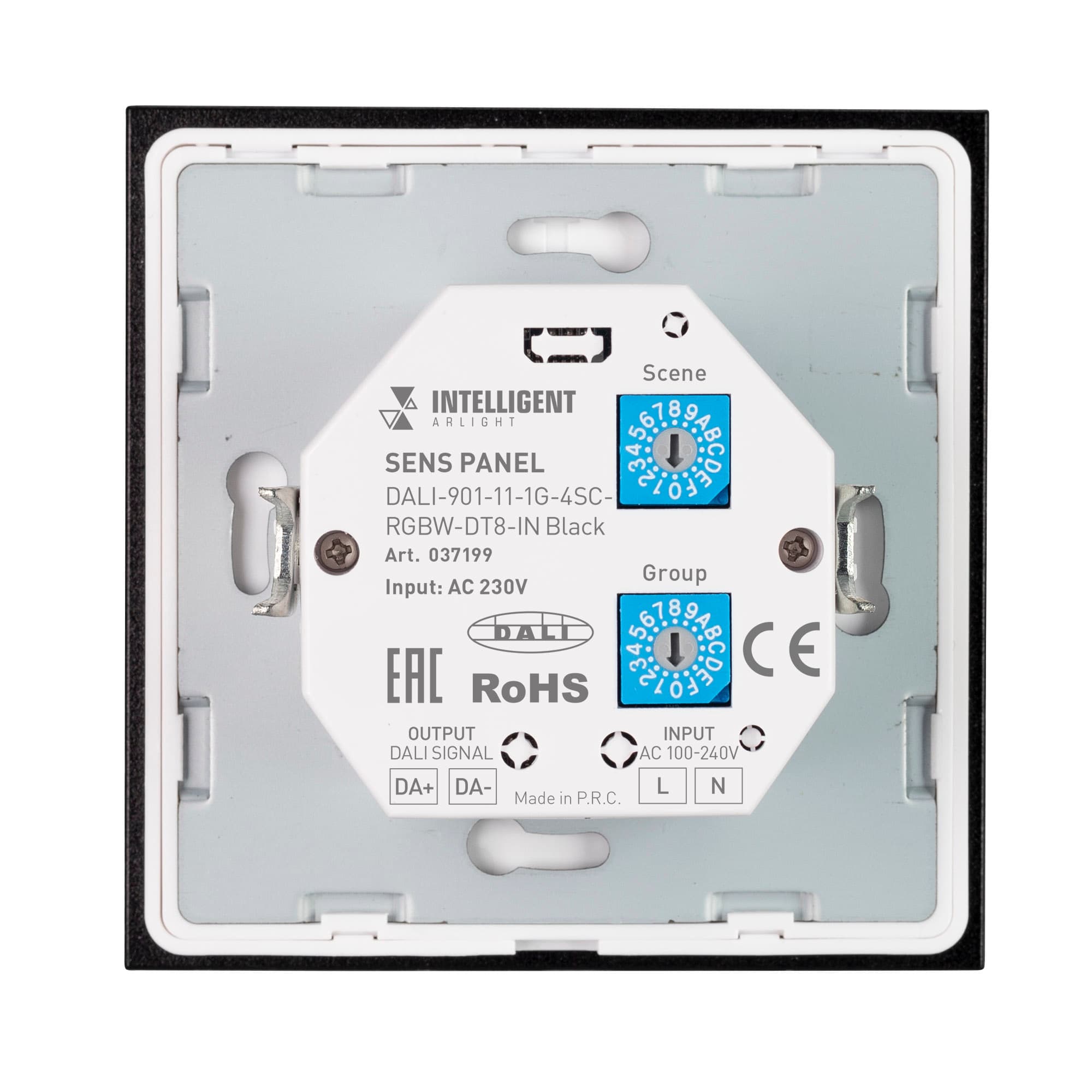 INTELLIGENT ARLIGHT Сенсорная панель DALI-901-11-1G-4SC-RGBW-DT8-IN Black (BUS/230V) (IARL, IP20 Пластик, 3 года) 037199 — фото 3