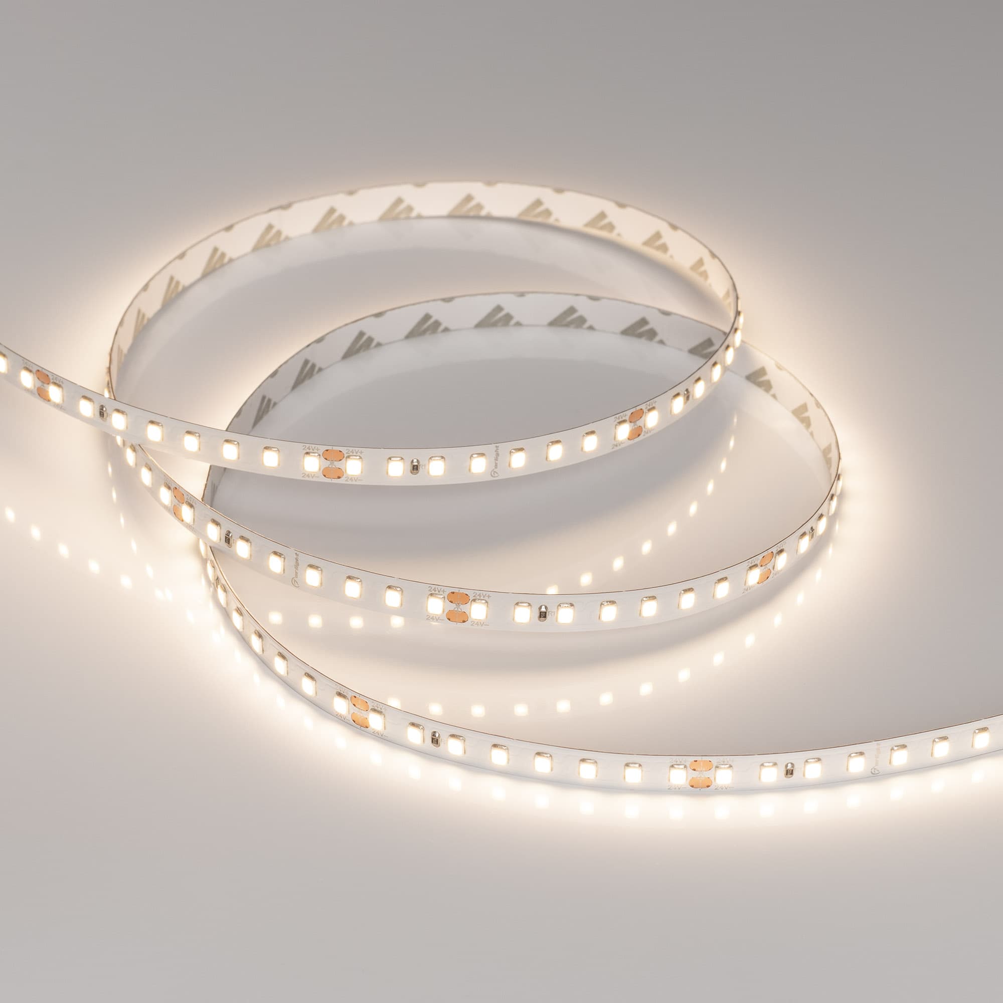 Светодиодная лента RT-A128-8mm 24V Warm3500 (9.6 W/m, IP20, 2835, 5m) (Arlight, высок.эфф.150 лм/Вт) 038757 — фото 2