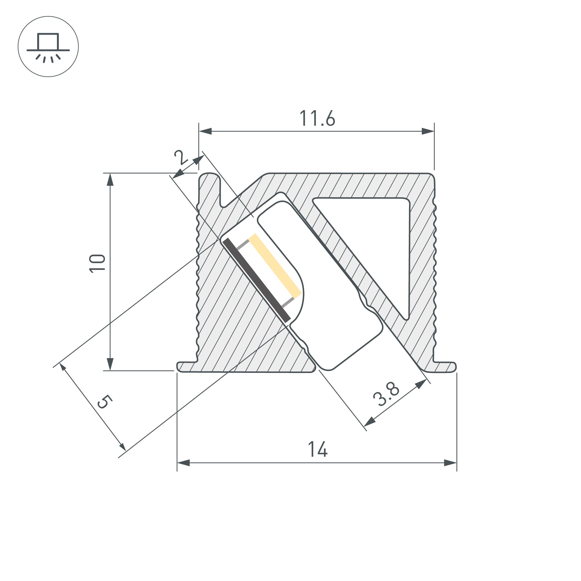 Профиль SL-BEVEL-H10-F14-2000 ANOD OLIVE GREY (Arlight, Алюминий) 038200 — фото 4