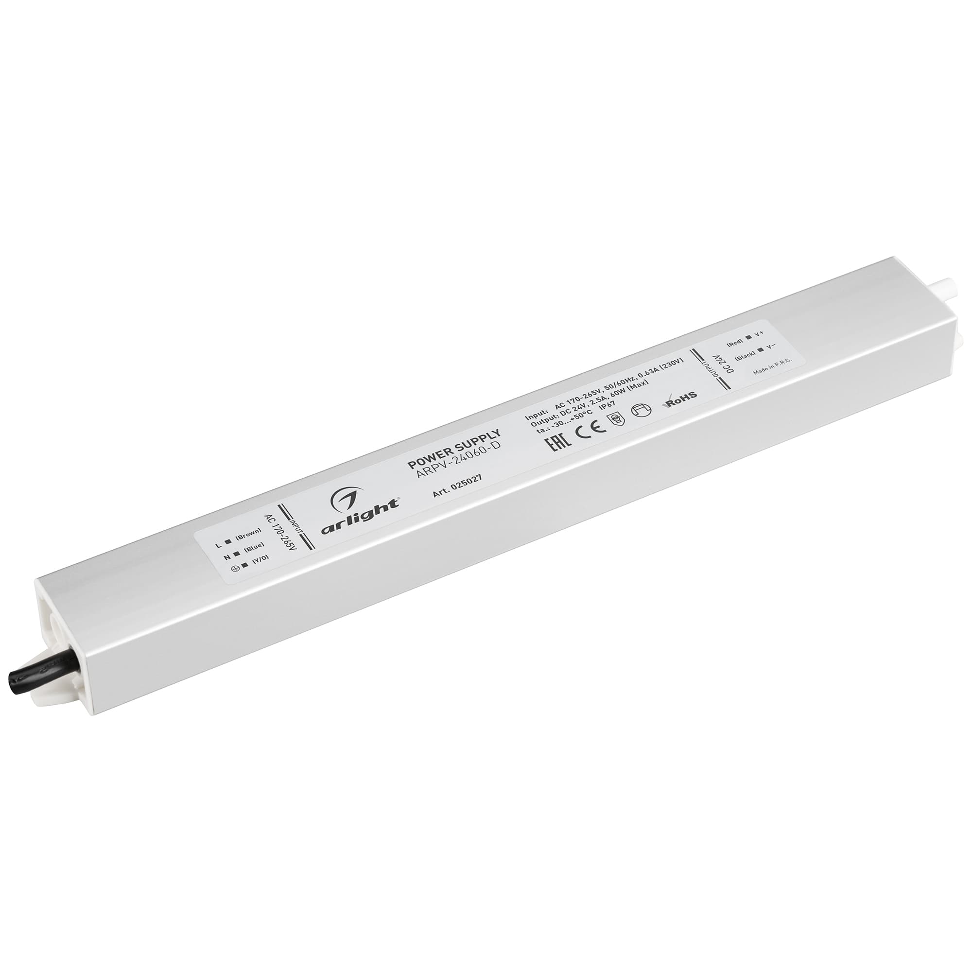 Блок питания ARPV-24060-D (24V, 2.5A, 60W) (Arlight, IP67 Металл, 3 года) 025027 — фото 1