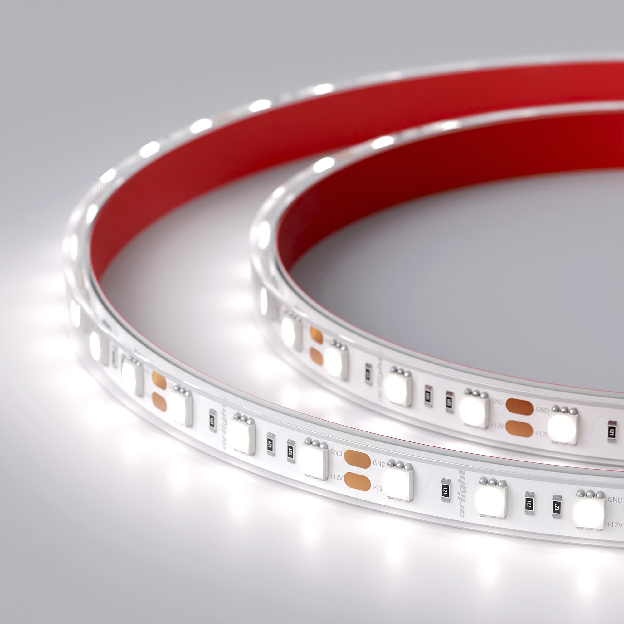 Светодиодная лента RTW 2-5000P 12V White6000 2x (5060, 300 LED, LUX) (Arlight, 14.4 Вт/м, IP66) 012388 — фото 4