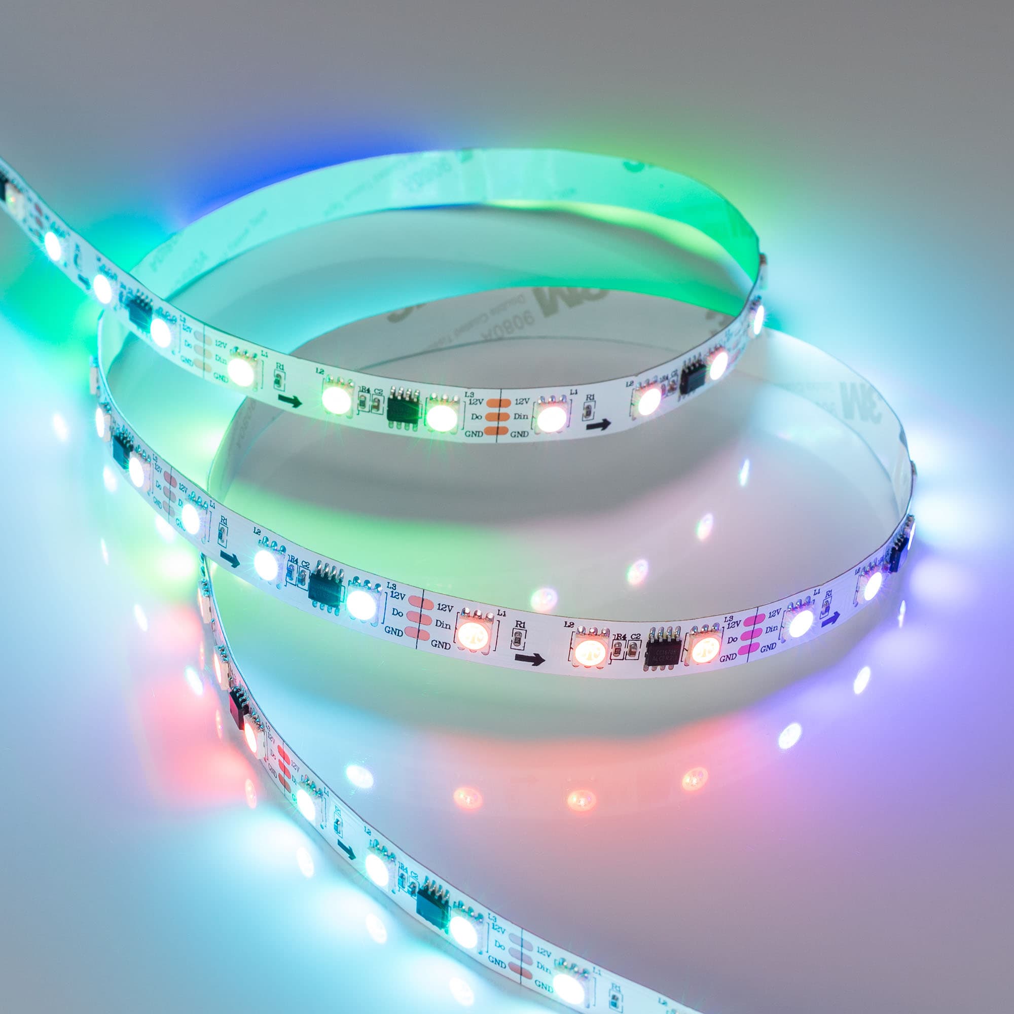 Светодиодная лента SPI-5000-5060-60 12V Cx3 RGB (10mm, 14.4W/m, IP20) (Arlight, бегущий огонь) 026367(1) — фото 1
