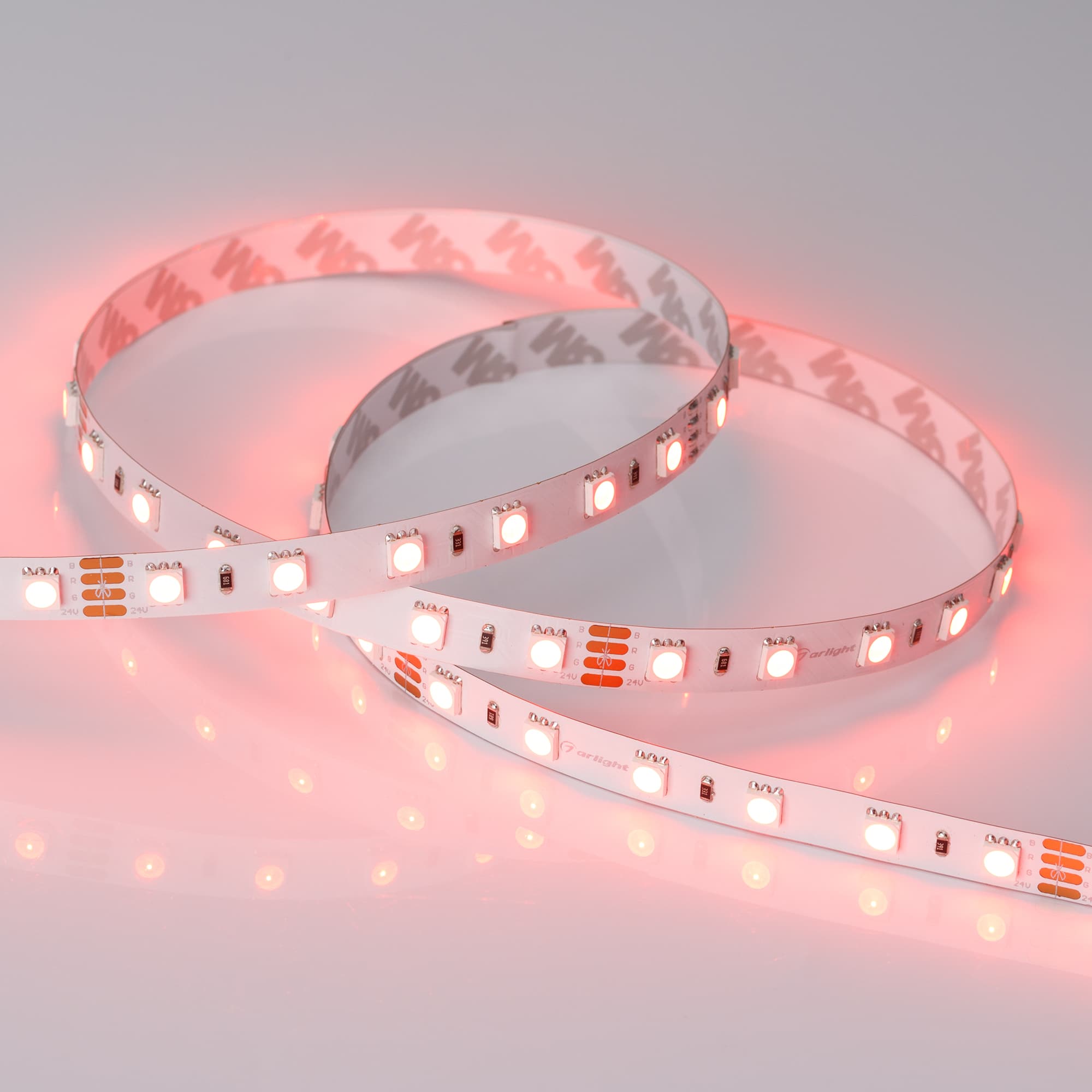 Светодиодная лента RT 2-5000 24V RGB 2x (5060, 300 LED, LUX) (Arlight, 14.4 Вт/м, IP20) 010367(B) — фото 2