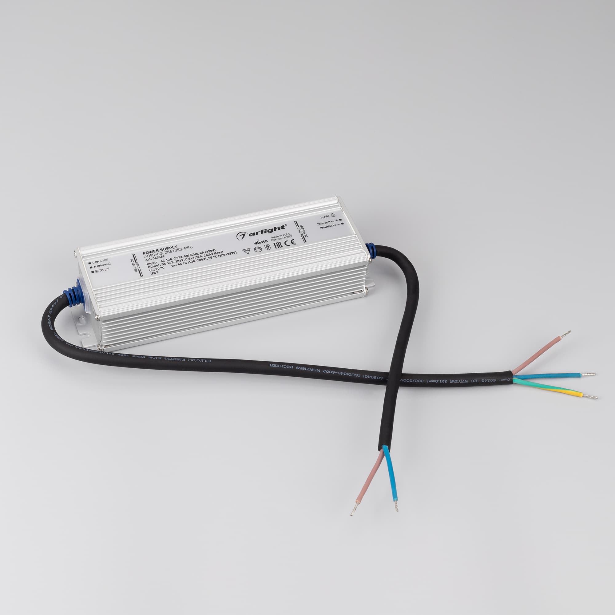 Блок питания ARPJ-LG-2861050-PFC (200W, 143-286V, 0.5-1.05A) (Arlight, IP67 Металл, 5 лет) 043362 — фото 2